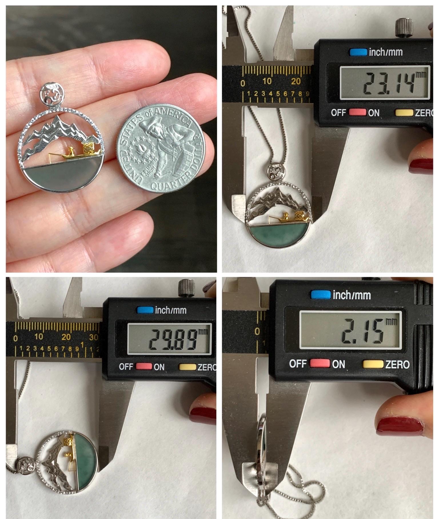 Natural Grade A Guatemalan Icy Highly Translucent Blue Half Moon Jade Jadeite Shan Shui Pendant Sterling Silver 3g 天然高冰危蓝翡翠半圆无事牌山水镶嵌吊坠WDY165