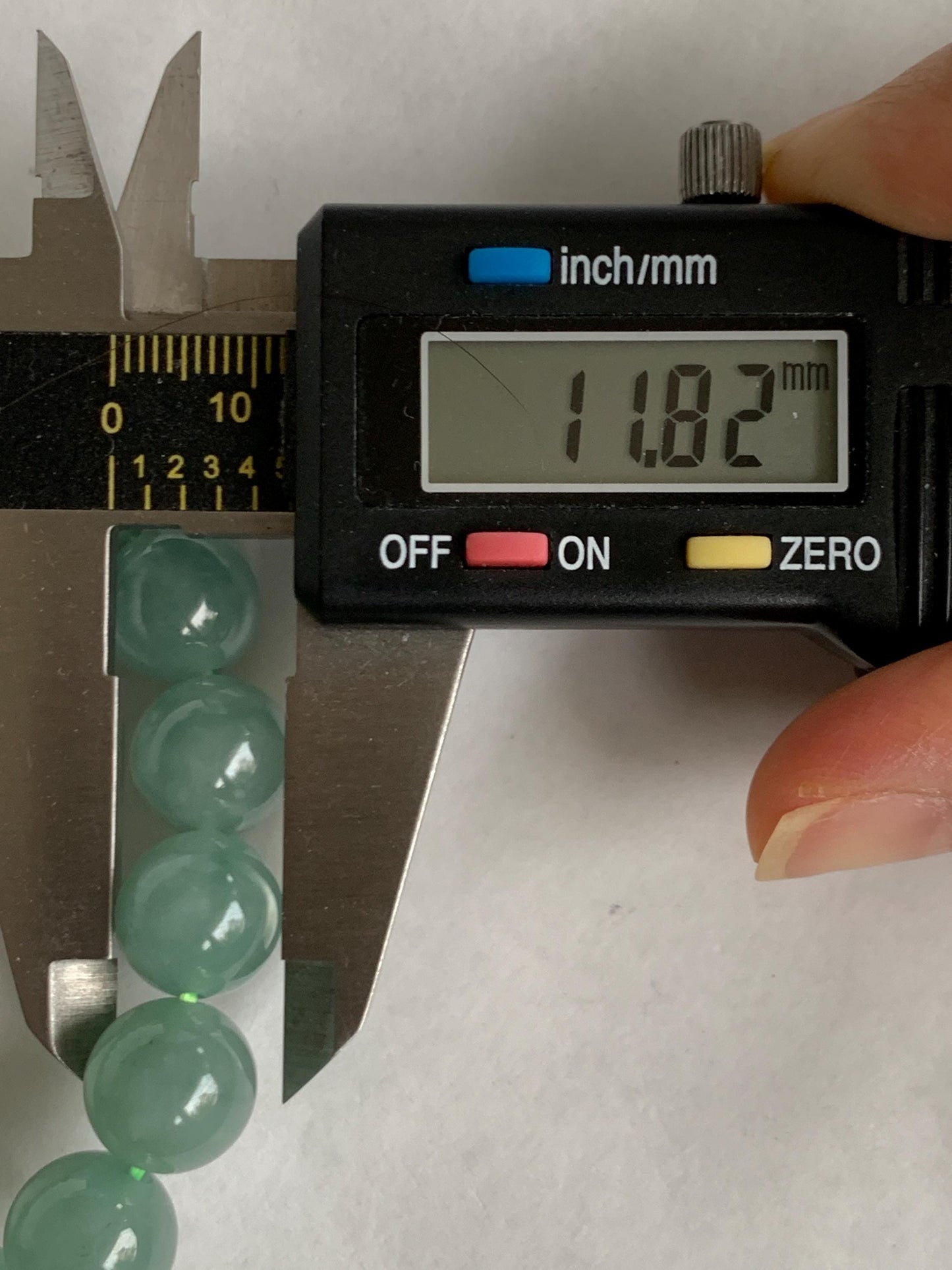 Natural Grade A Guatemalan Icy Translucent Light Teal Green Jade Jadeite Large Beads Beaded Bracelet 11.9mm 7.5” 49g 天然冰危浅蓝绿翡翠圆珠手串 WDQ550A