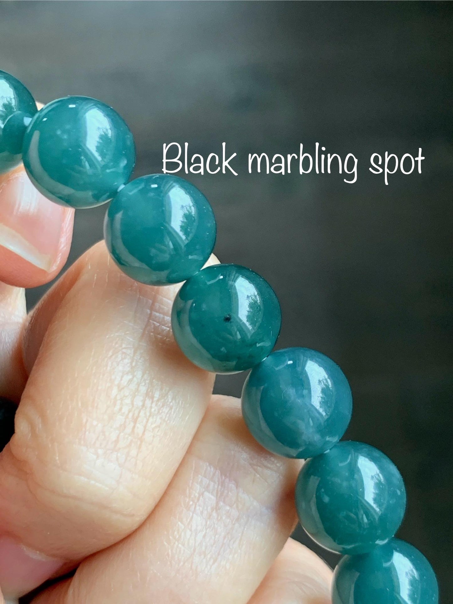 Natural Grade A Guatemalan Icy Translucent Dark Teal Green Jade Jadeite Large Beads Beaded Bracelet 11.9mm 7.5” 49g 天然冰危深蓝绿翡翠圆珠手串 SWL498A