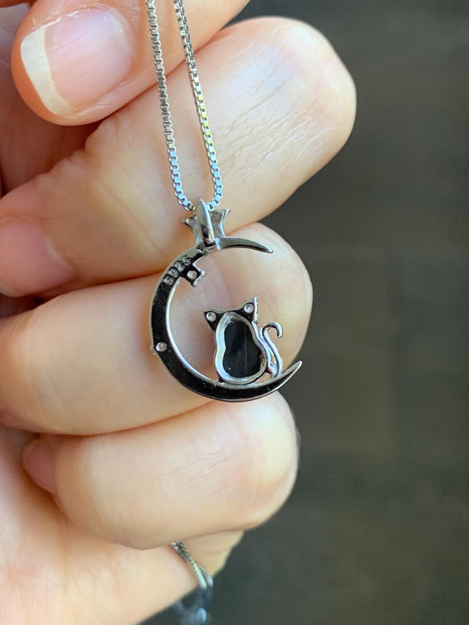 Natural Grade A Guatemalan Icy Translucent Vibrant Green Jade Jadeite Gourd Cat Crescent Moon Pendant Sterling Silver 天然冰危绿葫芦翡翠猫咪月亮吊坠 YLM74