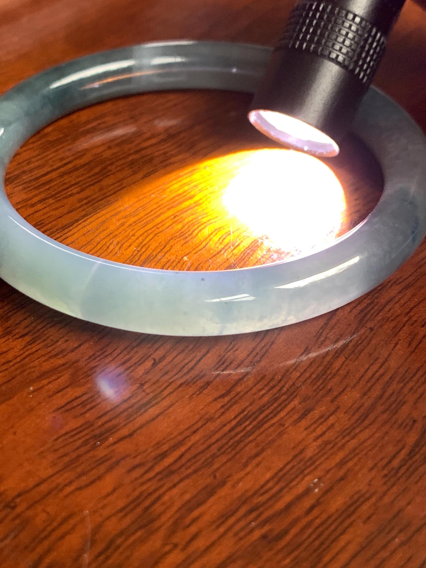 Certified Natural Grade A Guatemalan Icy Translucent Dusty Blue Marbled Jade Jadeite Bangle Bracelet 54.52mm 6.73” 30.44 天然冰危蓝飘花翡翠圆条手镯 290