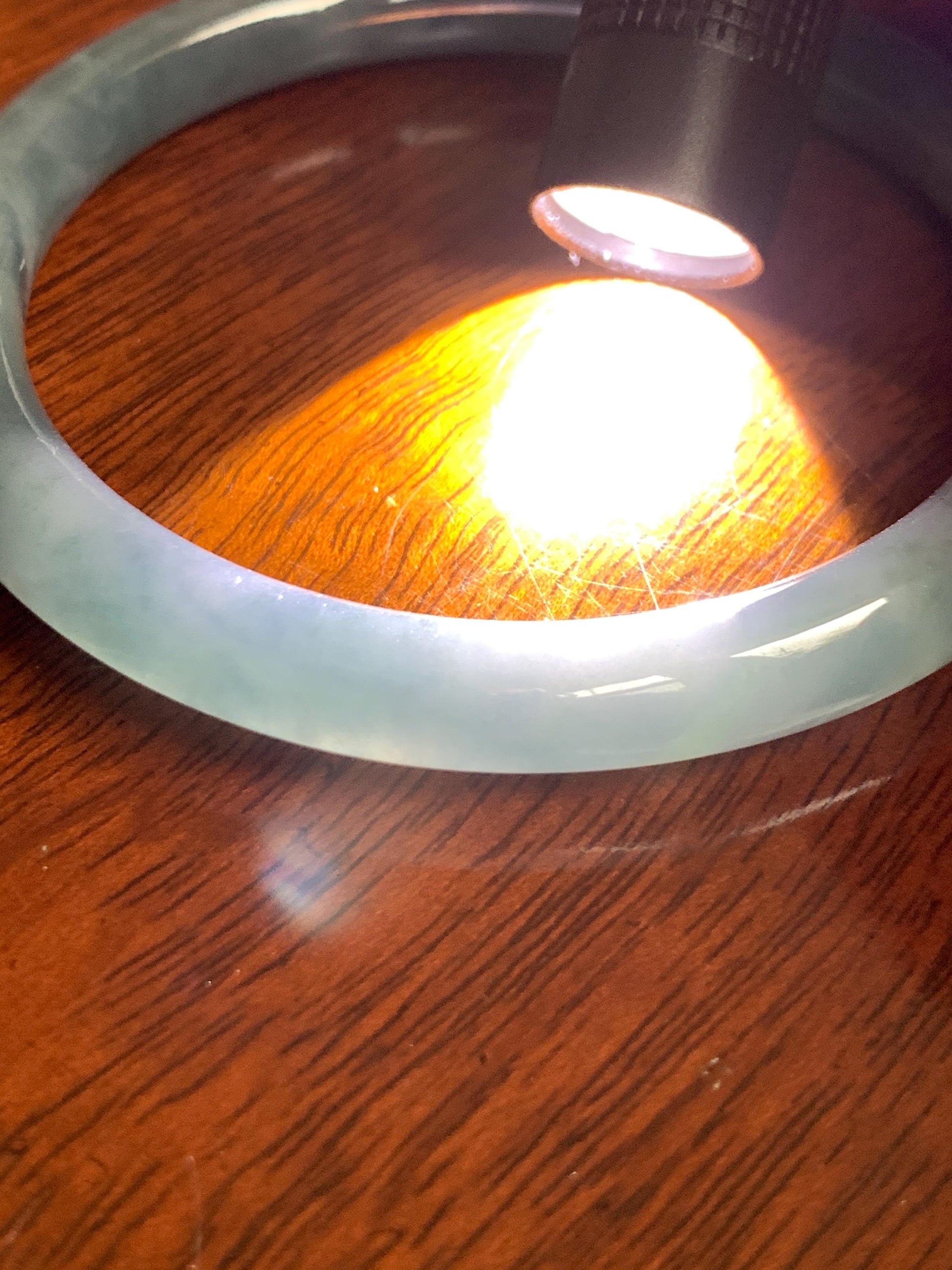 Certified Natural Grade A Guatemalan Icy Translucent Dusty Blue Marbled Jade Jadeite Bangle Bracelet 58.61mm 7.25” 32.2g 天然冰危蓝飘花翡翠圆条手镯 288