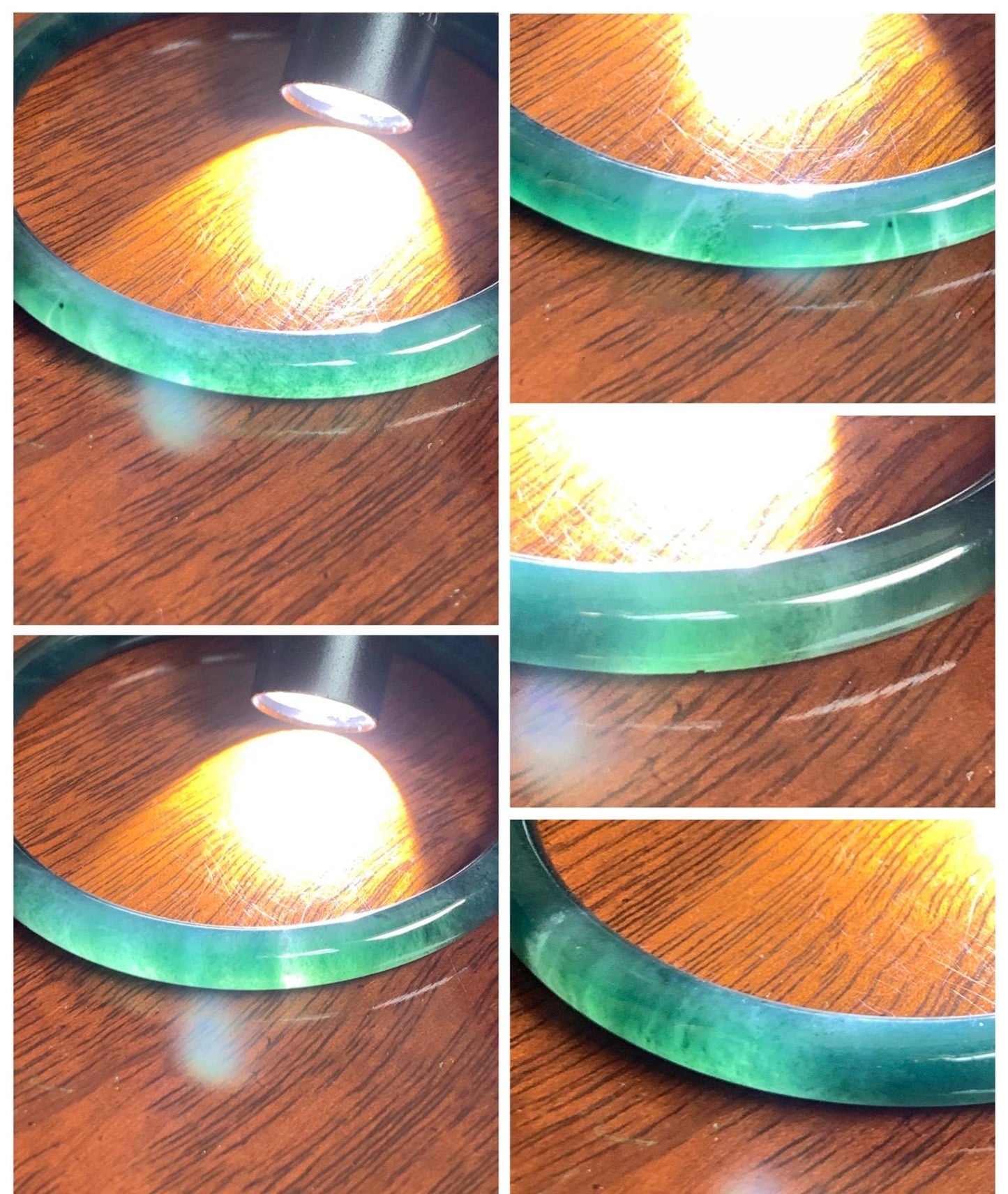 Certified Natural Grade A Guatemalan Icy Translucent Dark Teal Blue Jade Jadeite Slim Bangle 58.71mm 7.25” 18.38g 天然冰胶危深蓝绿翡翠细圆条手镯 728