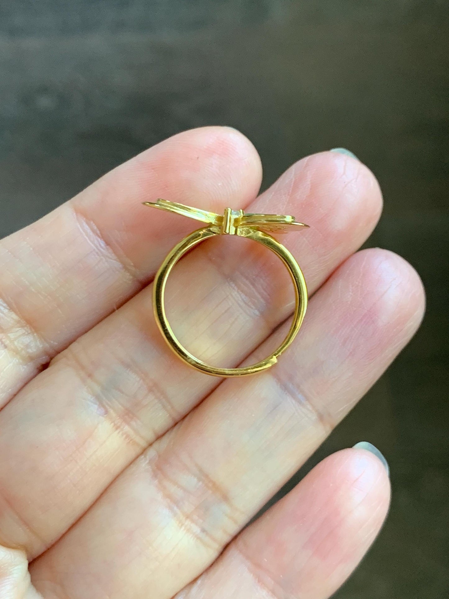 Natural Grade A Icy Vibrant Green Jade Jadeite & Mother Of Pearl Butterfly Ring Sterling Silver Size 7 Adjustable 天然阳绿花青翡翠贝母银镶蝴蝶戒指 HQHD176