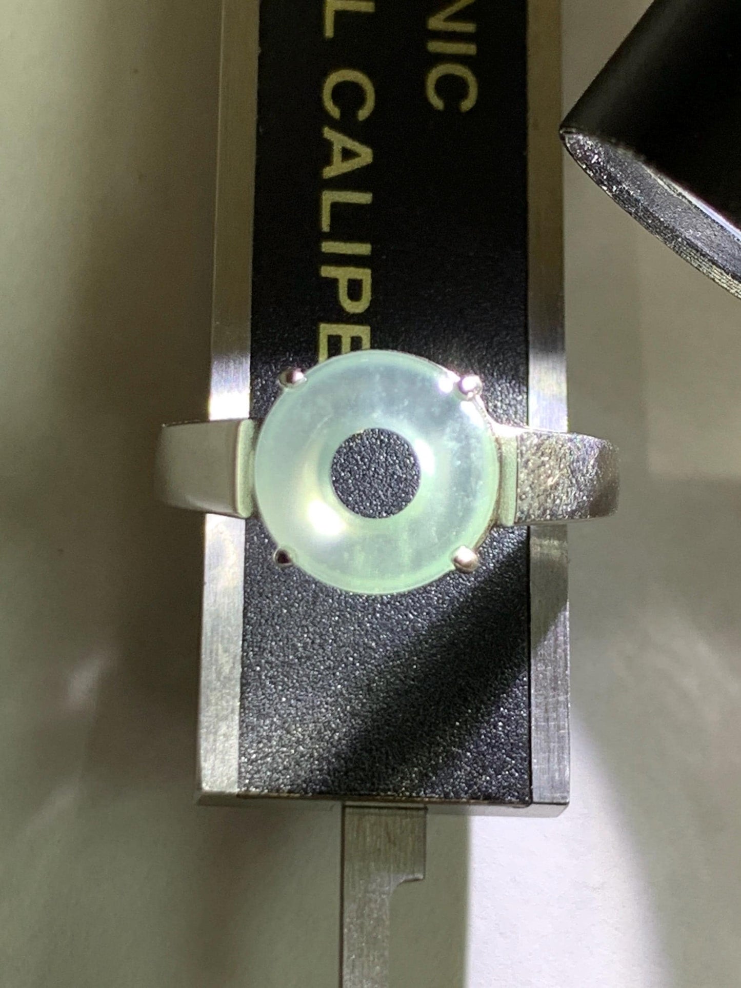 Natural Type A Guatemalan Icy Translucent Pastel Blue Jade Jadeite Donut Ping An Kou Ring Sterling Silver Size Adjustable 天然冰危浅蓝翡翠平安扣戒指OZJ66