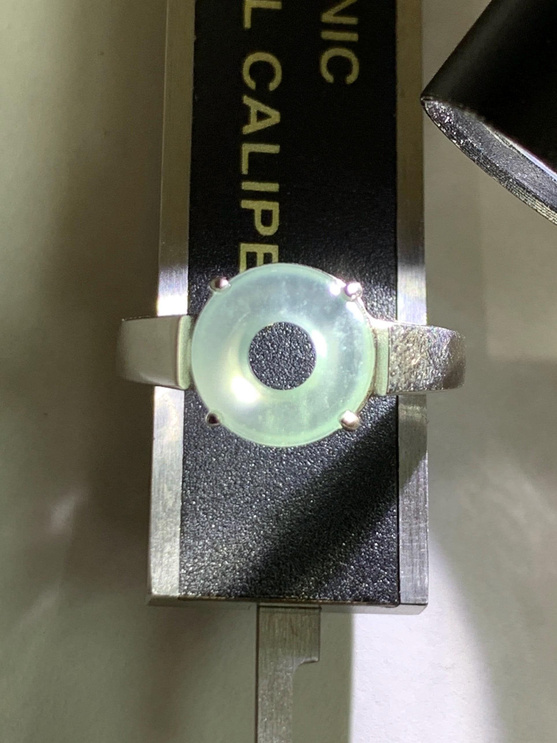 Natural Type A Guatemalan Icy Translucent Pastel Blue Jade Jadeite Donut Ping An Kou Ring Sterling Silver Size Adjustable 天然冰危浅蓝翡翠平安扣戒指OZJ66