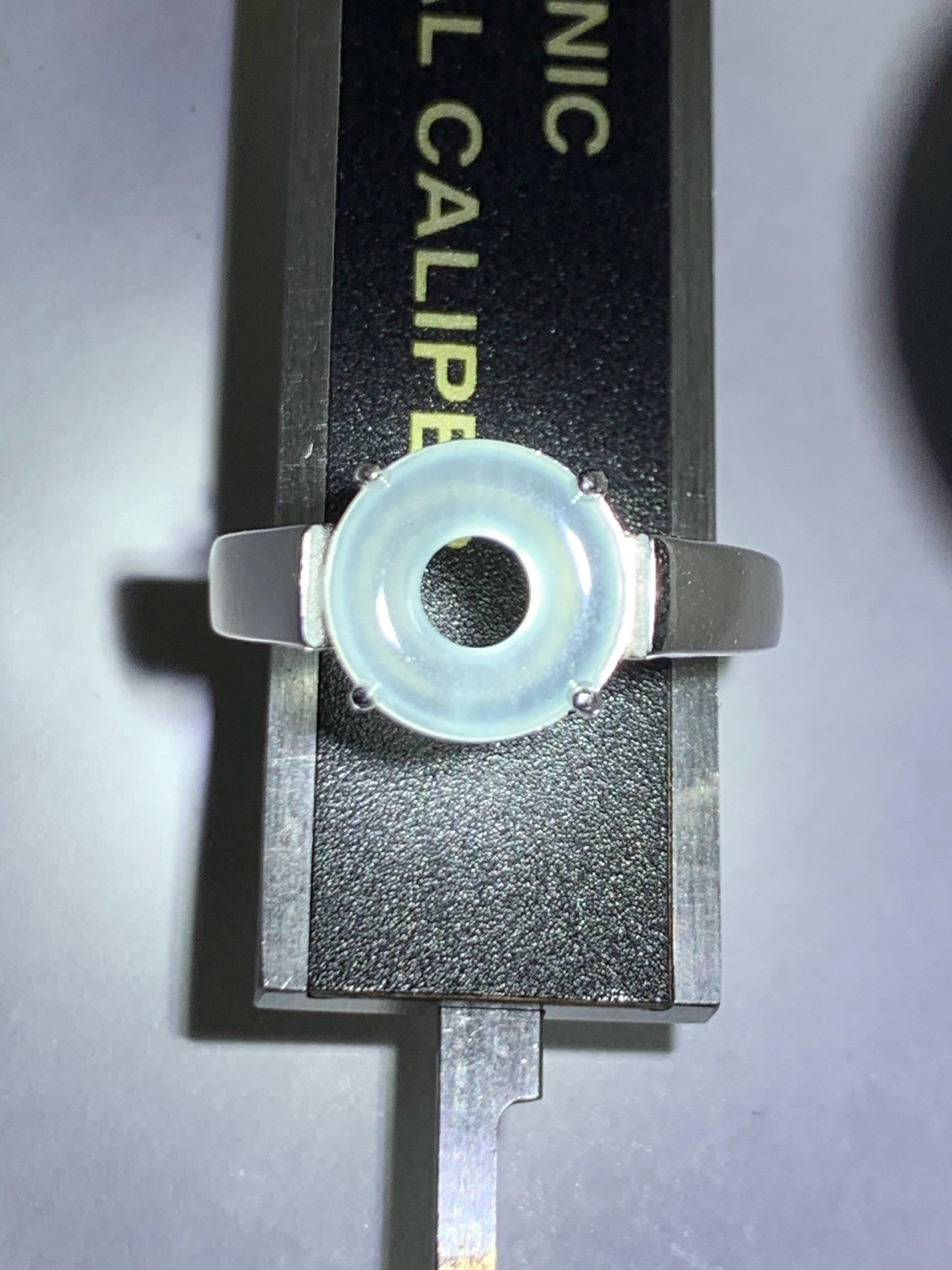 Natural Type A Guatemalan Icy Translucent Pastel Blue Jade Jadeite Donut Ping An Kou Ring Sterling Silver Size Adjustable 天然冰危浅蓝翡翠平安扣戒指OZJ66