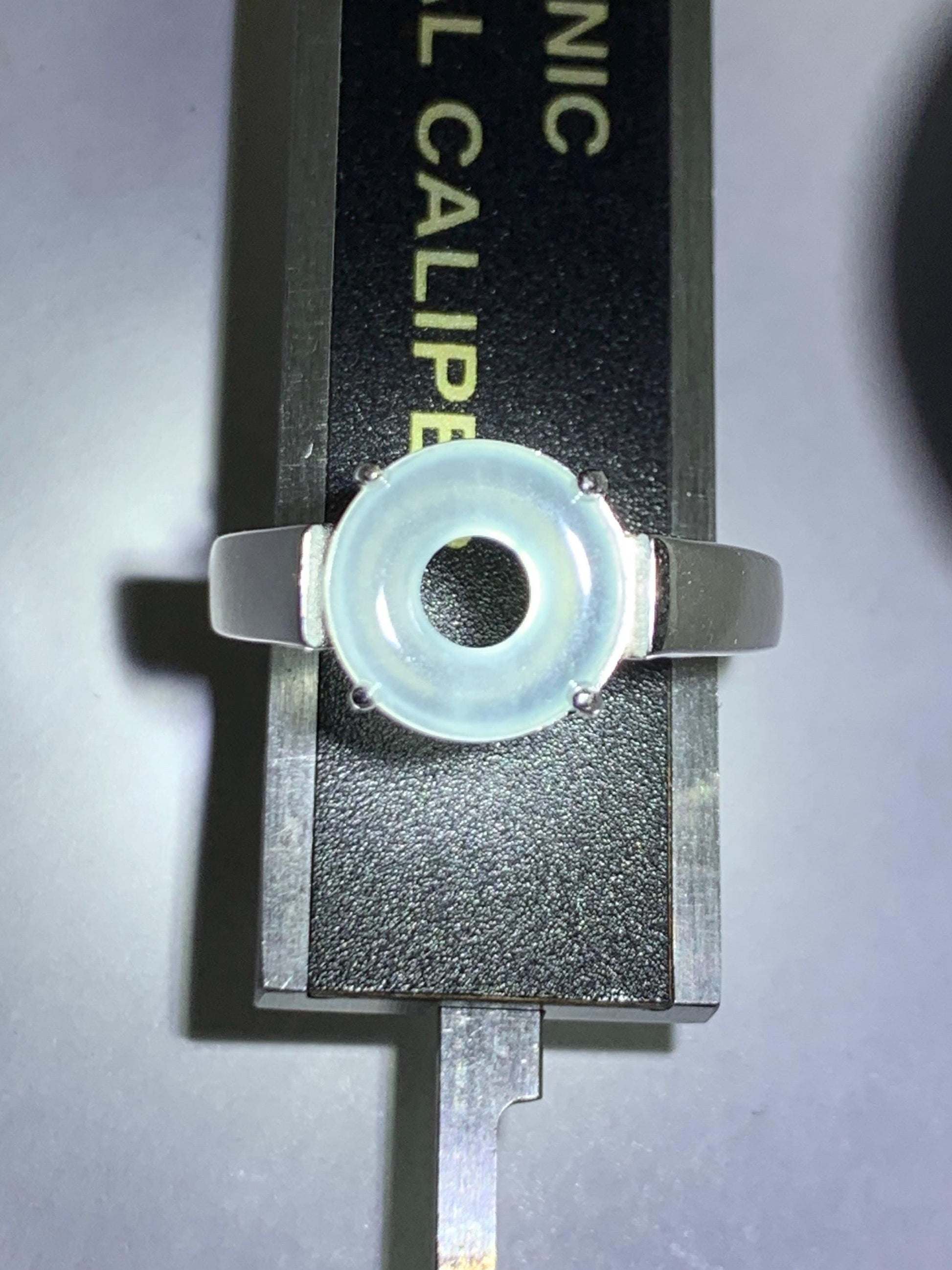 Natural Type A Guatemalan Icy Translucent Pastel Blue Jade Jadeite Donut Ping An Kou Ring Sterling Silver Size Adjustable 天然冰危浅蓝翡翠平安扣戒指OZJ66