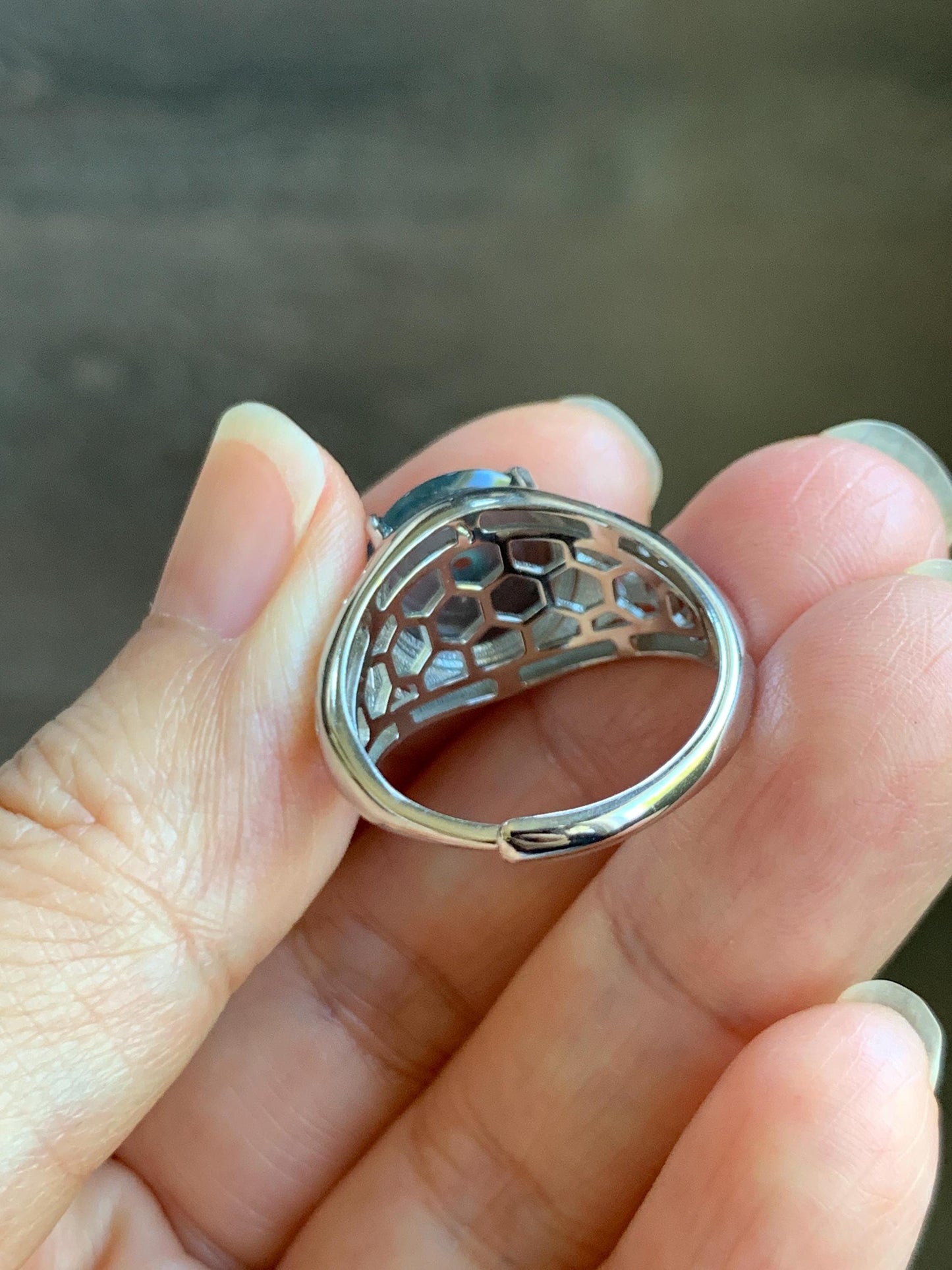 Natural Type A Guatemalan Icy Translucent Teal Blue Jade Jadeite Donut Ping An Kou Ring Sterling Silver Size Adjustable 天然冰危蓝翡翠平安扣戒指MAPK270C