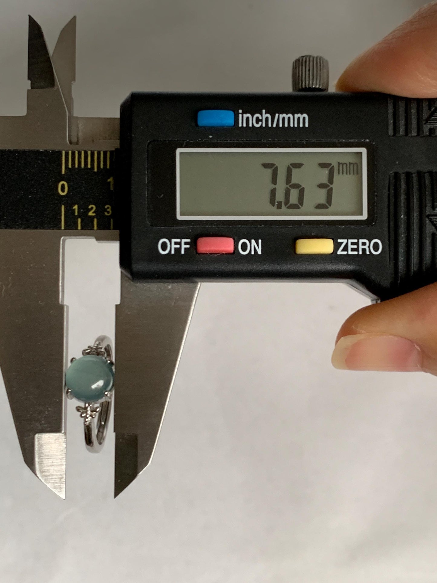 Natural Grade A Guatemalan Icy Highly Translucent Teal Jade Jadeite Solitaire Ring Sterling Silver Size Adjustable 天然冰危蓝绿翡翠银镶戒指 WLL68