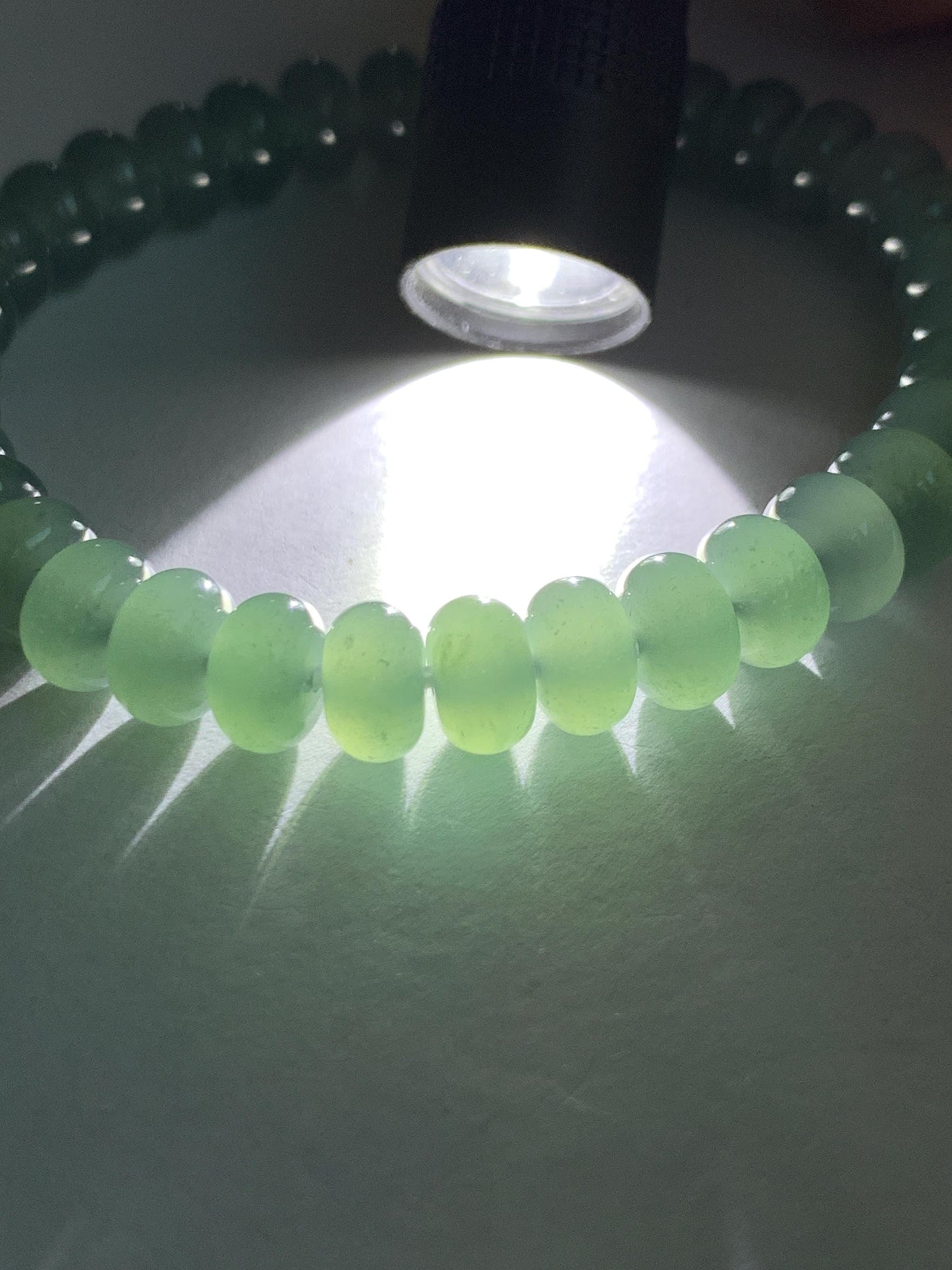 Certified Natural Grade A Guatemalan Icy Translucent Dusty Teal Green Jade Jadeite Drum Beads Beaded Bracelet 8mm 6.75” 22g 天然冰危浅蓝绿翡翠鼓珠手串276