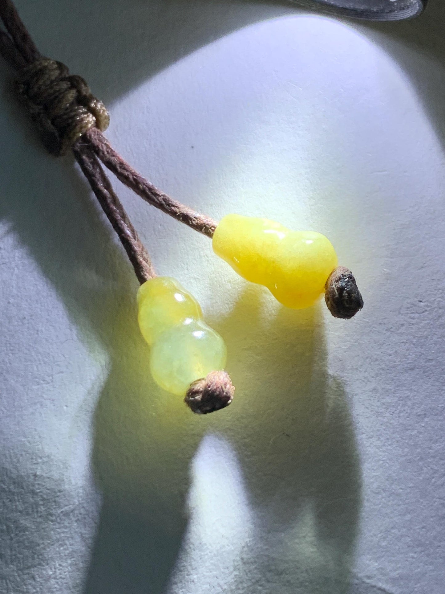 Natural Grade A Icy Translucent Bicolored Yellow & Green Jade Jadeite Shan Shui Nature Pendant Rope Necklace 25" 8g 天然冰黄飘绿花翡翠山水牌吊坠 SCH248