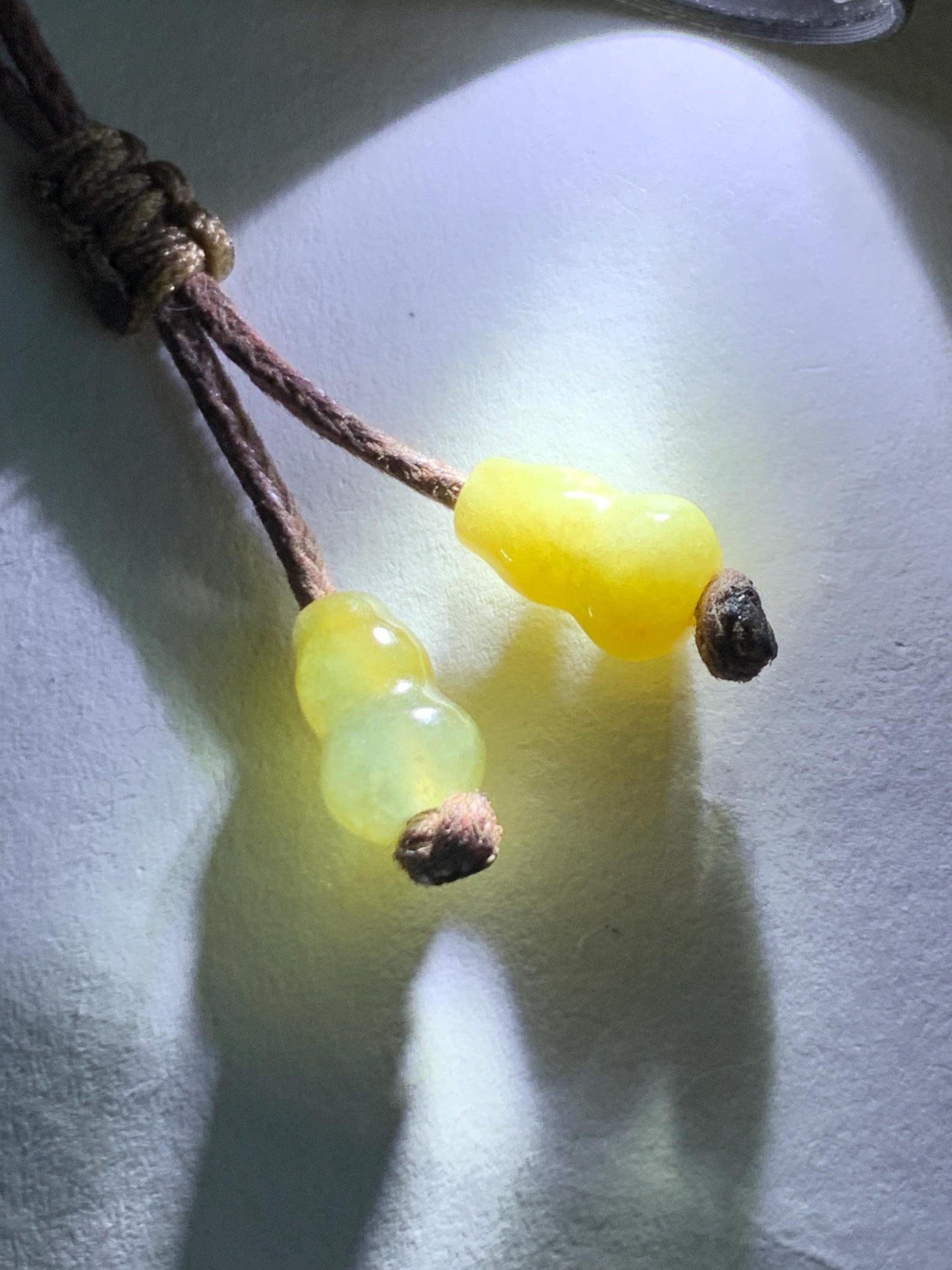 Natural Grade A Icy Translucent Bicolored Yellow & Green Jade Jadeite Shan Shui Nature Pendant Rope Necklace 25" 8g 天然冰黄飘绿花翡翠山水牌吊坠 SCH248