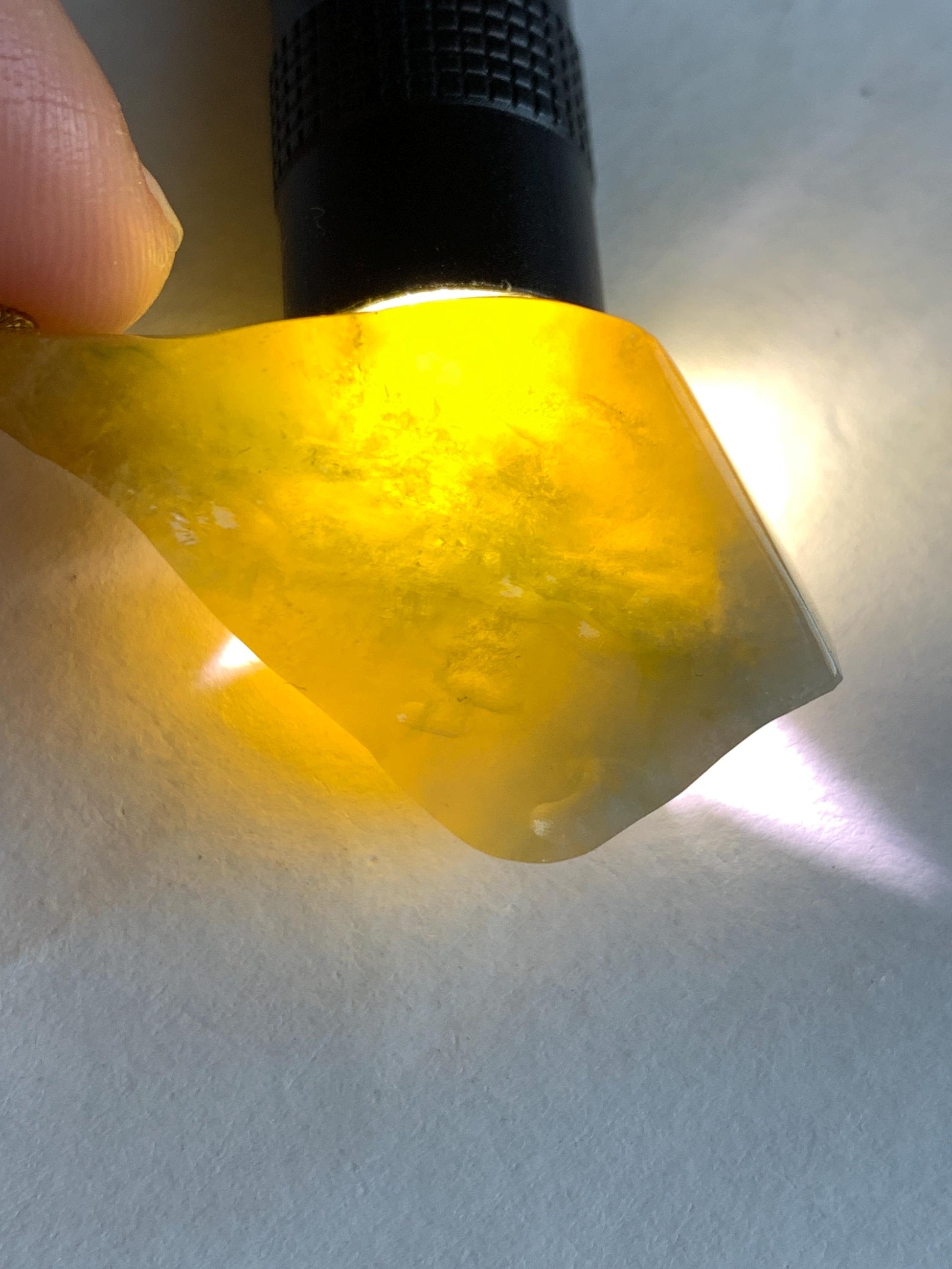 Natural Grade A Icy Translucent Bicolored Yellow & Purplish Blue Jade Jadeite Wu Dao Pendant Rope Necklace 24.5” 18g 天然冰黄蓝紫翡翠随形悟道吊坠 SCW220