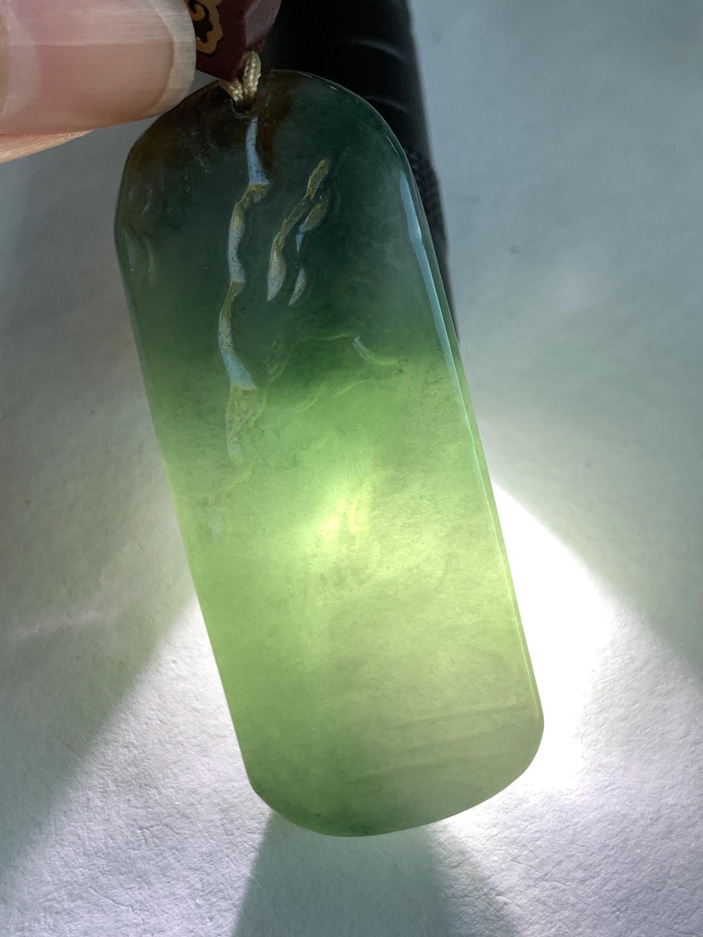 Natural Grade A Icy Translucent White Green Golden Brown Marbled Tricolored Jadeite Shan Shui Pendant Rope Necklace 天然冰三彩翡翠山水大吊坠 MSC210