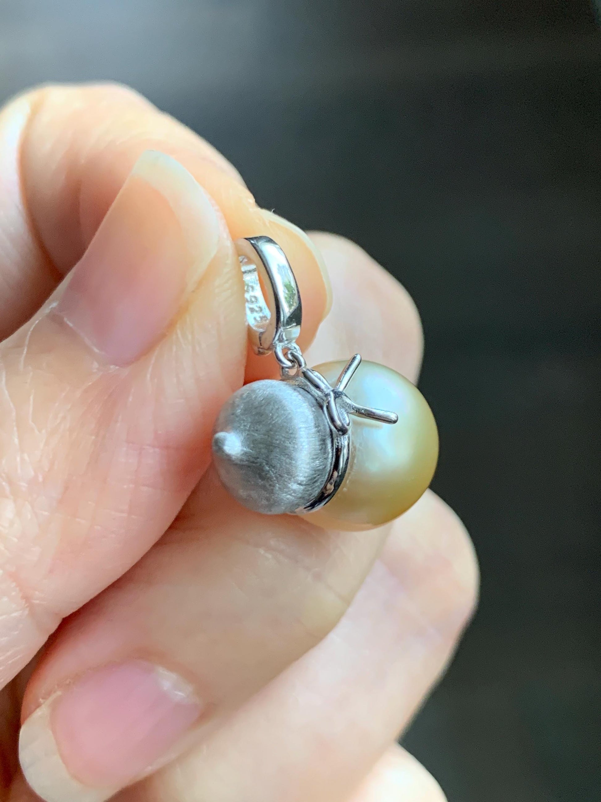 Natural Genuine Golden South Sea Pearl Gourd Hulu Pendant Solid Sterling Silver 11.8mm 4g 天然南洋金珠葫芦吊坠 GSC561B