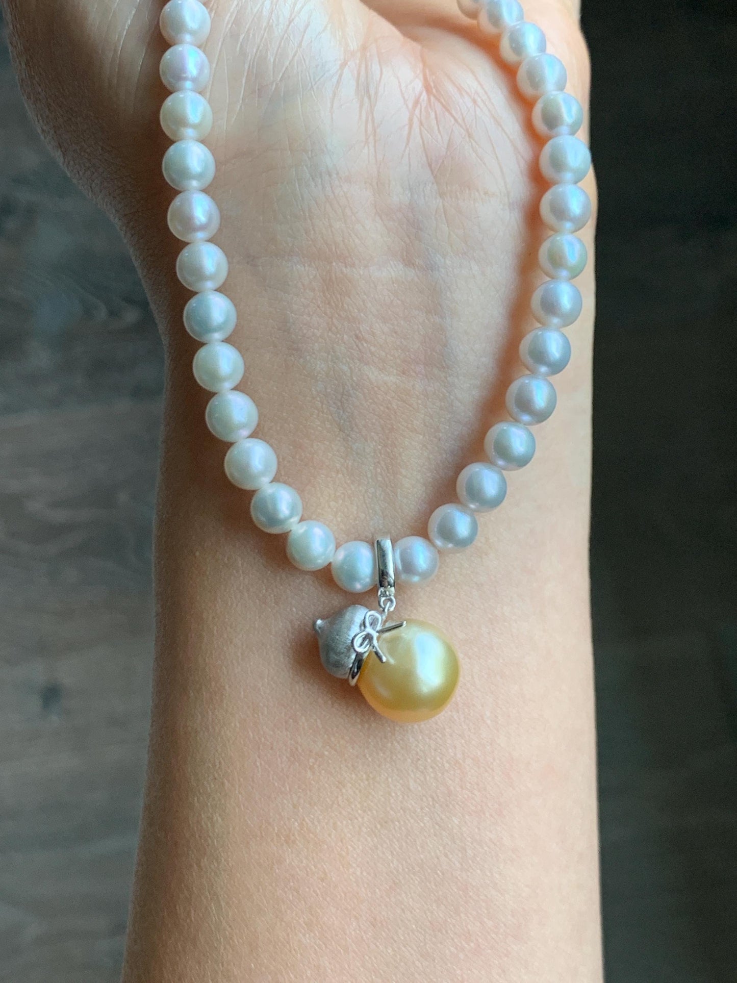 Natural Genuine Golden South Sea Pearl Gourd Hulu Pendant Solid Sterling Silver 11.8mm 4g 天然南洋金珠葫芦吊坠 GSC561B