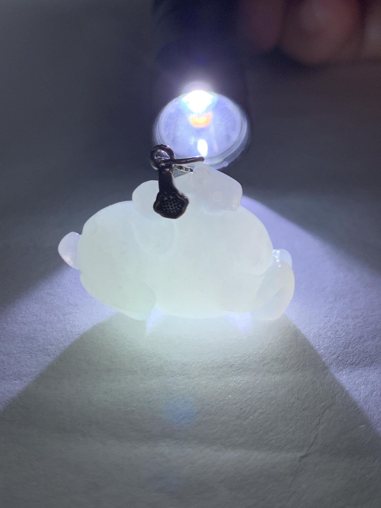 Natural Grade A Icy Translucent Gelatinous Icy White Jade Jadeite Carved Tang Horse Pendant Sterling Silver 9g 天然冰细糯淡蓝底翡翠唐马银镶吊坠 TMQ160