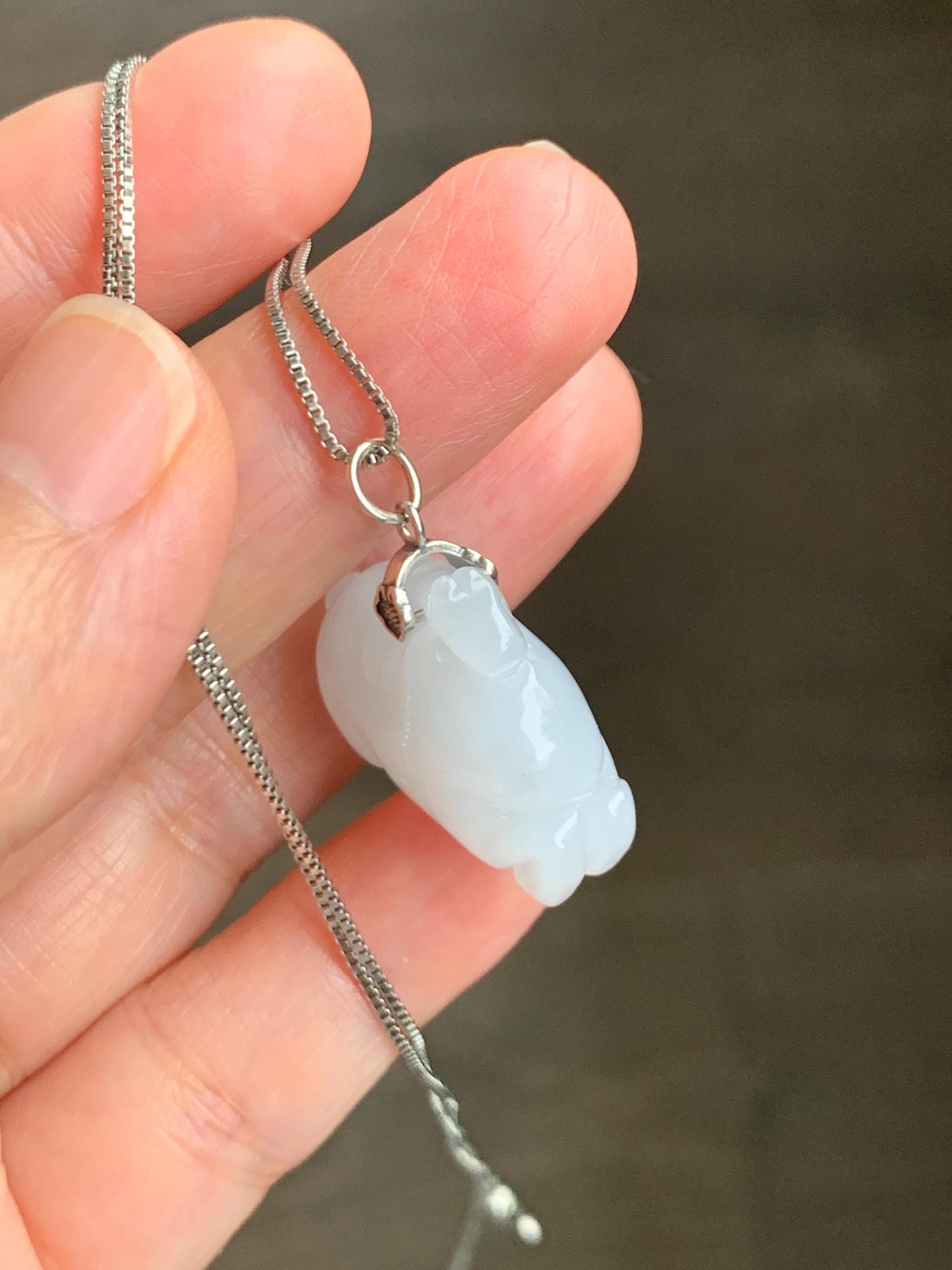 Natural Grade A Icy Translucent Gelatinous Icy White Jade Jadeite Carved Tang Horse Pendant Sterling Silver 9g 天然冰细糯淡蓝底翡翠唐马银镶吊坠 TMQ160