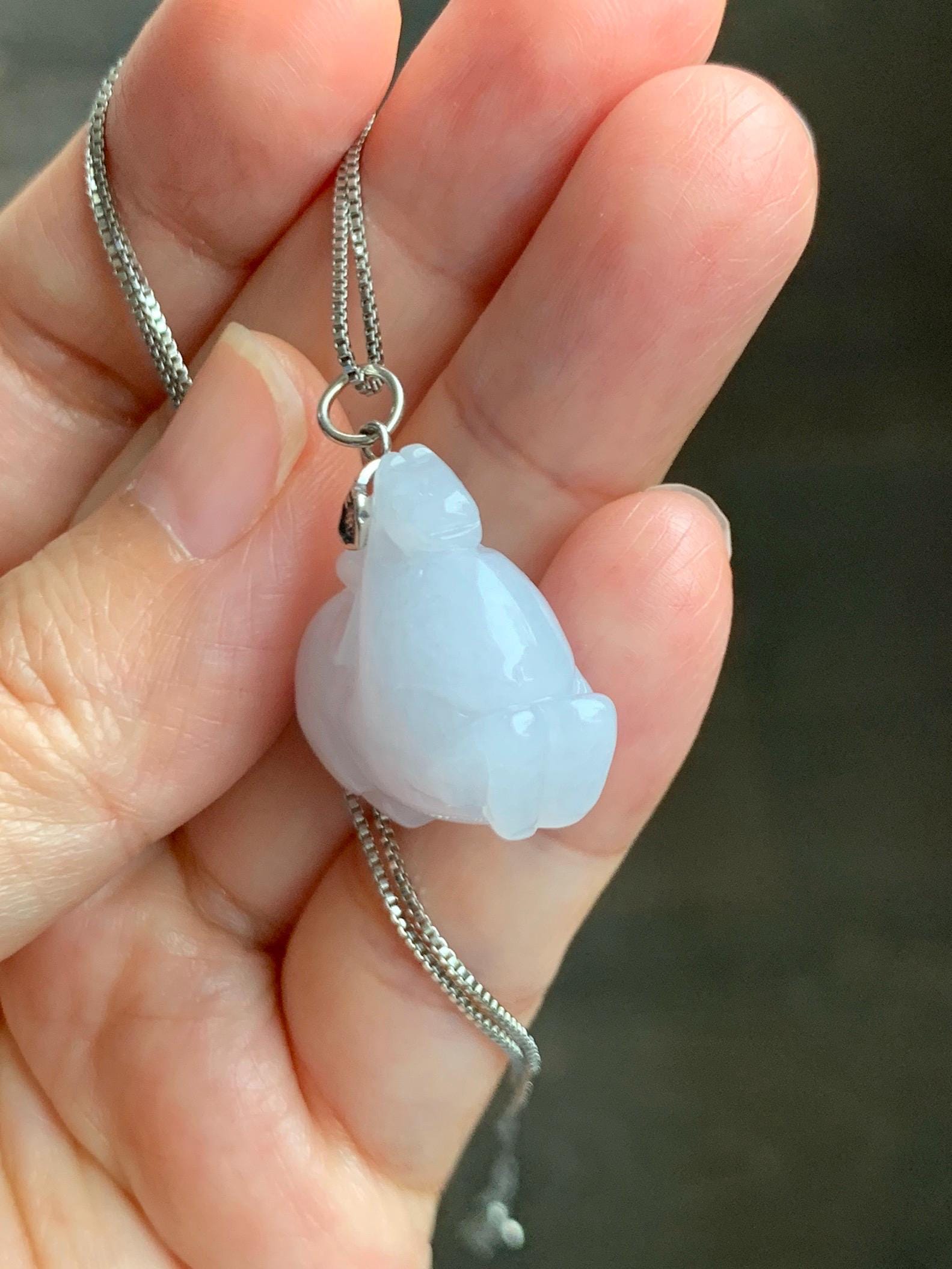 Natural Grade A Icy Translucent Gelatinous Icy White Jade Jadeite Carved Tang Horse Pendant Sterling Silver 10g 天然冰细糯淡紫底翡翠唐马银镶吊坠 TMZ160