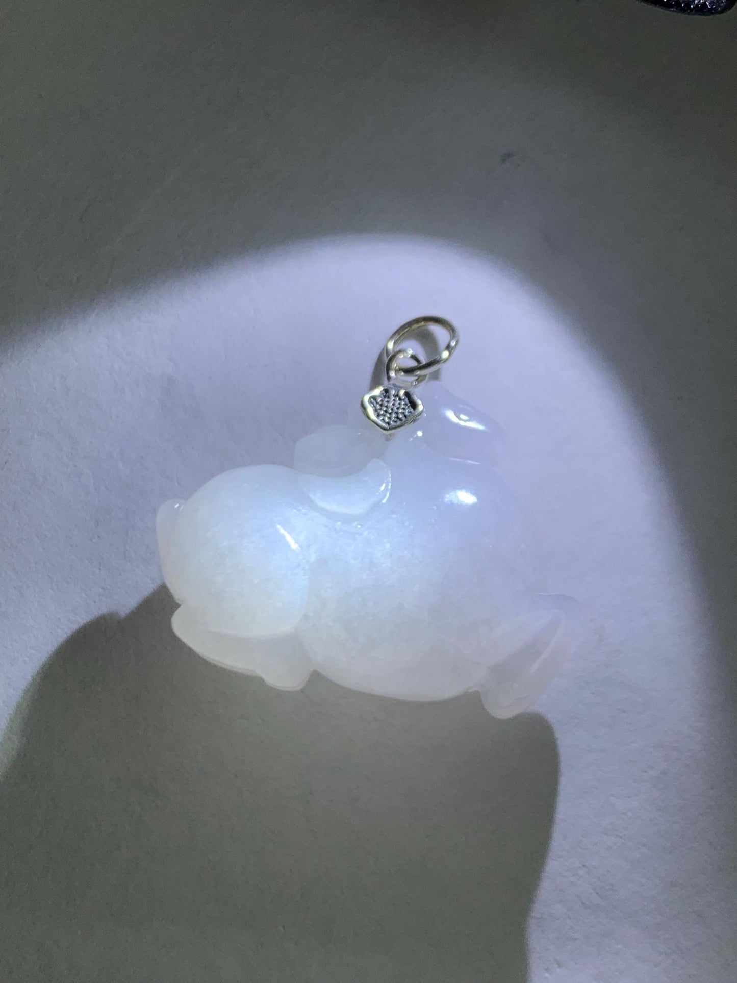 Natural Grade A Icy Translucent Gelatinous Icy White Jade Jadeite Carved Tang Horse Pendant Sterling Silver 10g 天然冰细糯淡紫底翡翠唐马银镶吊坠 TMZ160
