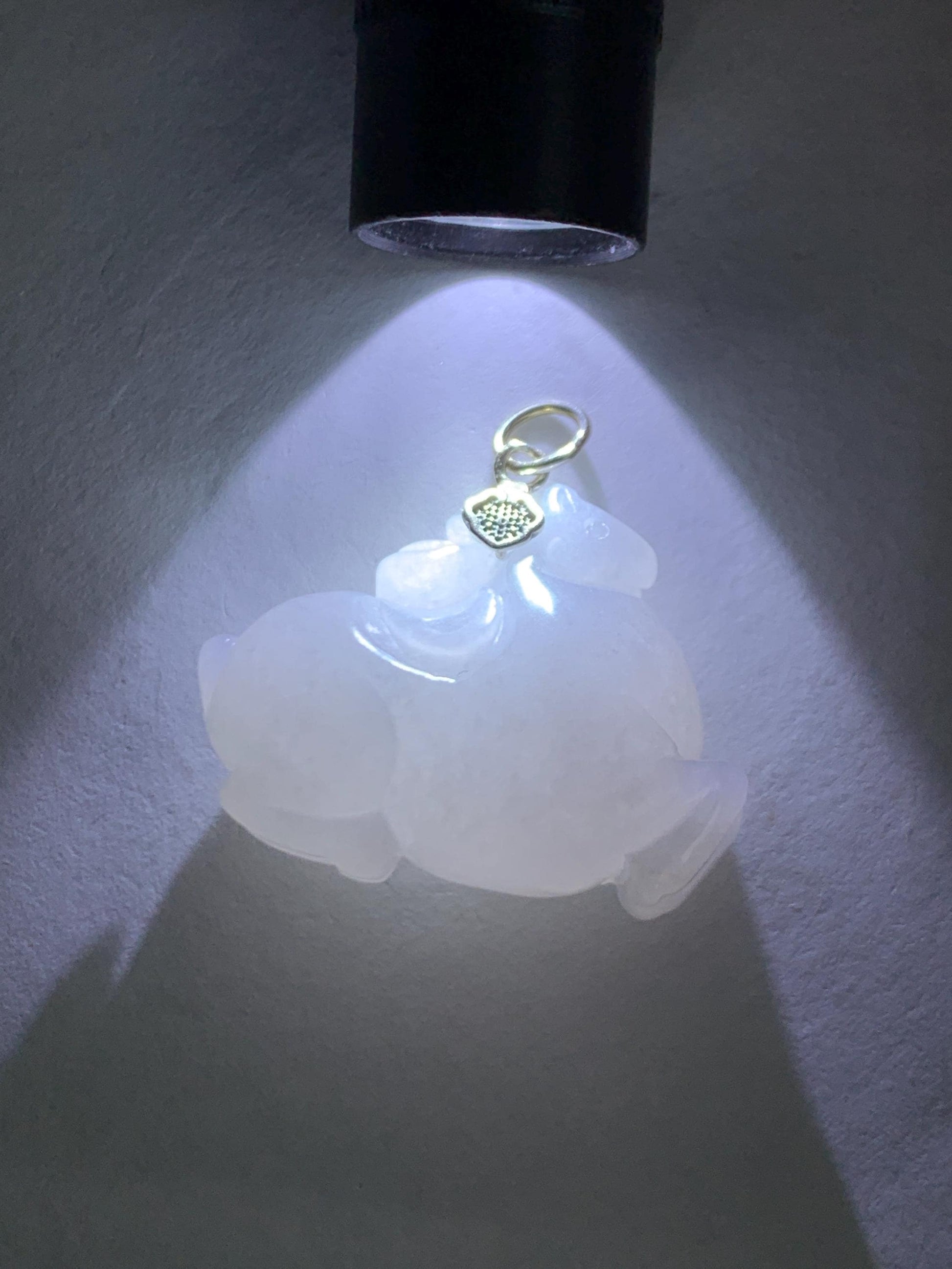 Natural Grade A Icy Translucent Gelatinous Icy White Jade Jadeite Carved Tang Horse Pendant Sterling Silver 10g 天然冰细糯淡紫底翡翠唐马银镶吊坠 TMZ160