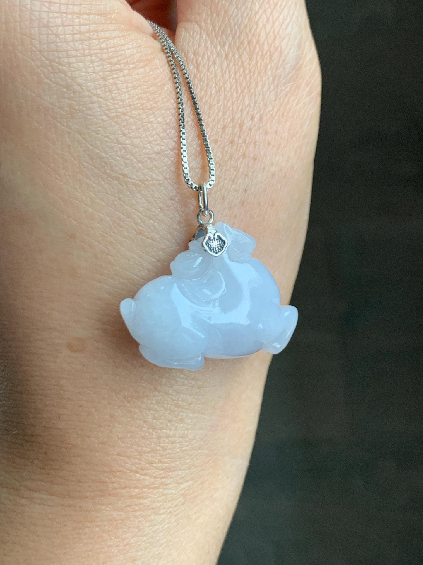 Natural Grade A Icy Translucent Gelatinous Icy White Jade Jadeite Carved Tang Horse Pendant Sterling Silver 10g 天然冰细糯淡紫底翡翠唐马银镶吊坠 TMZ160