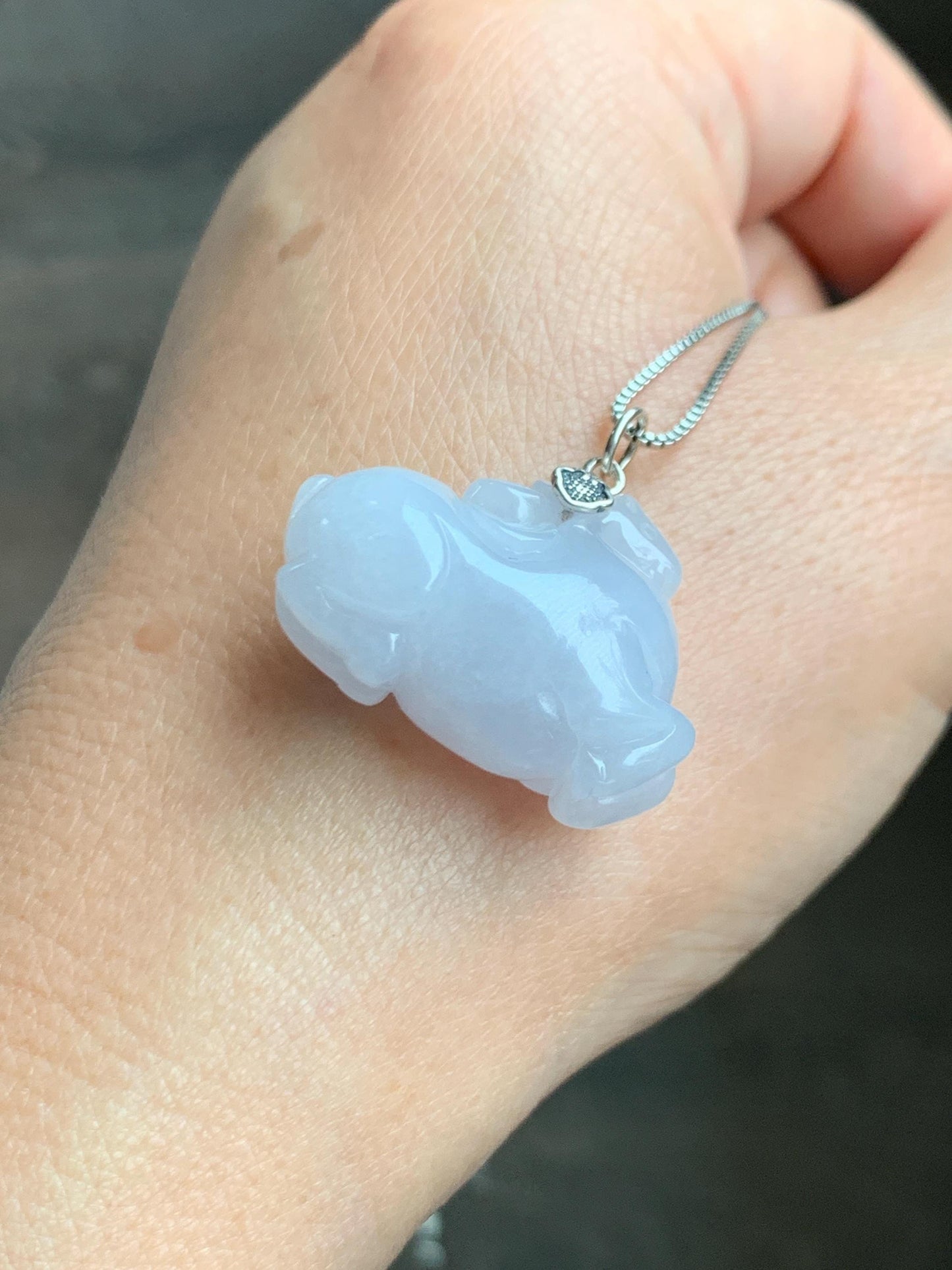 Natural Grade A Icy Translucent Gelatinous Icy White Jade Jadeite Carved Tang Horse Pendant Sterling Silver 10g 天然冰细糯淡紫底翡翠唐马银镶吊坠 TMZ160