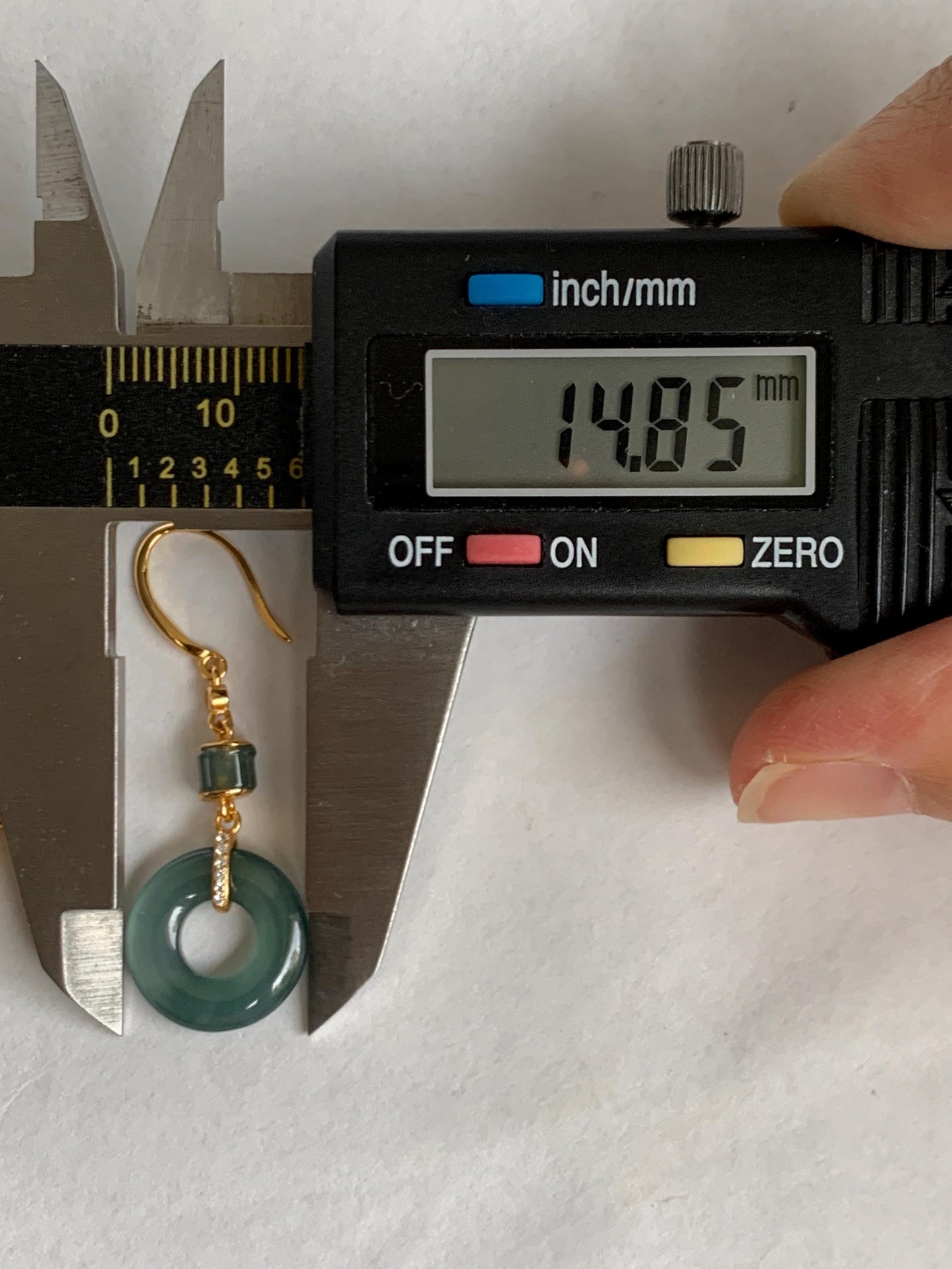 Natural Grade A Guatemalan Icy Highly Translucent Teal Blue Jade Jadeite Ping An Kou Donut Earrings Sterling Silver 天然冰危深蓝绿翡翠平安扣耳钩 PAD220B