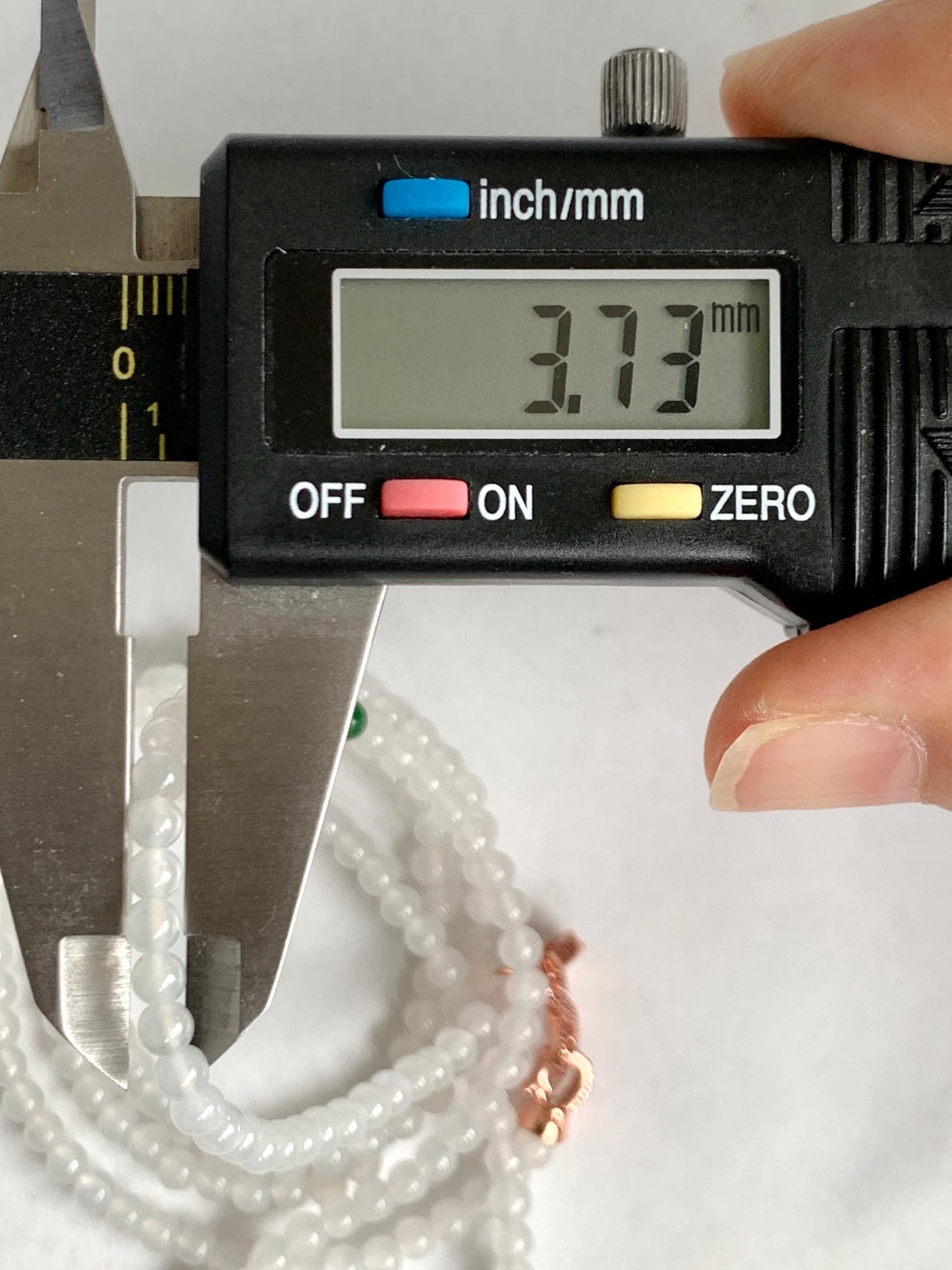 Certified Grade A Natural Icy Highly Translucent White & Green Jade Jadeite Round Beads Beaded Necklace 3.7mm 25” 15.5g 天然高冰起光翡翠圆珠长串项链 736