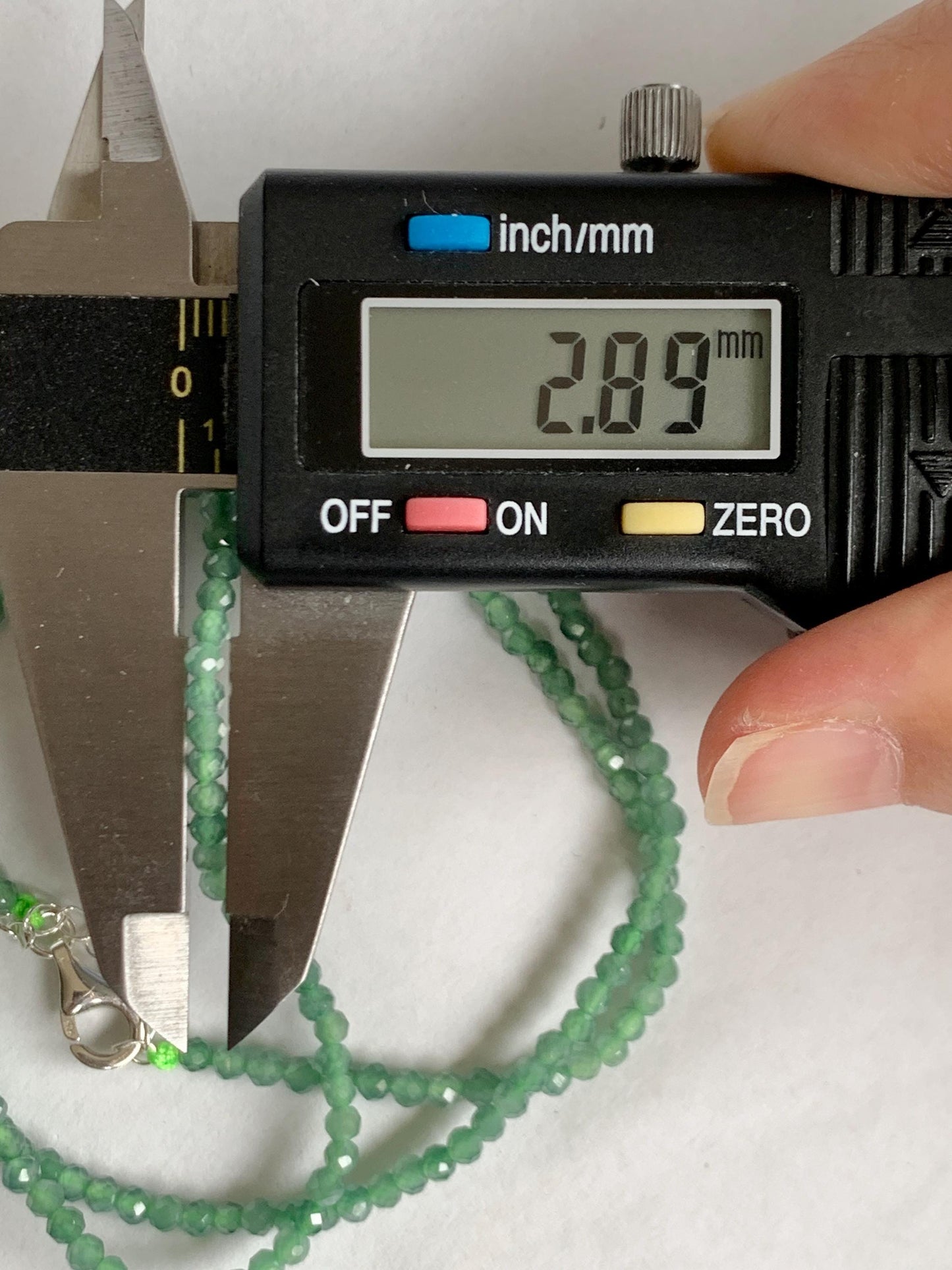 Natural Grade A Guatemalan Icy Translucent Light Teal Faceted Jadeite Beads Beaded Necklace Sterling Silver 2.8mm 22” 天然冰危淡蓝翡翠切割珠项链 XMQ330A