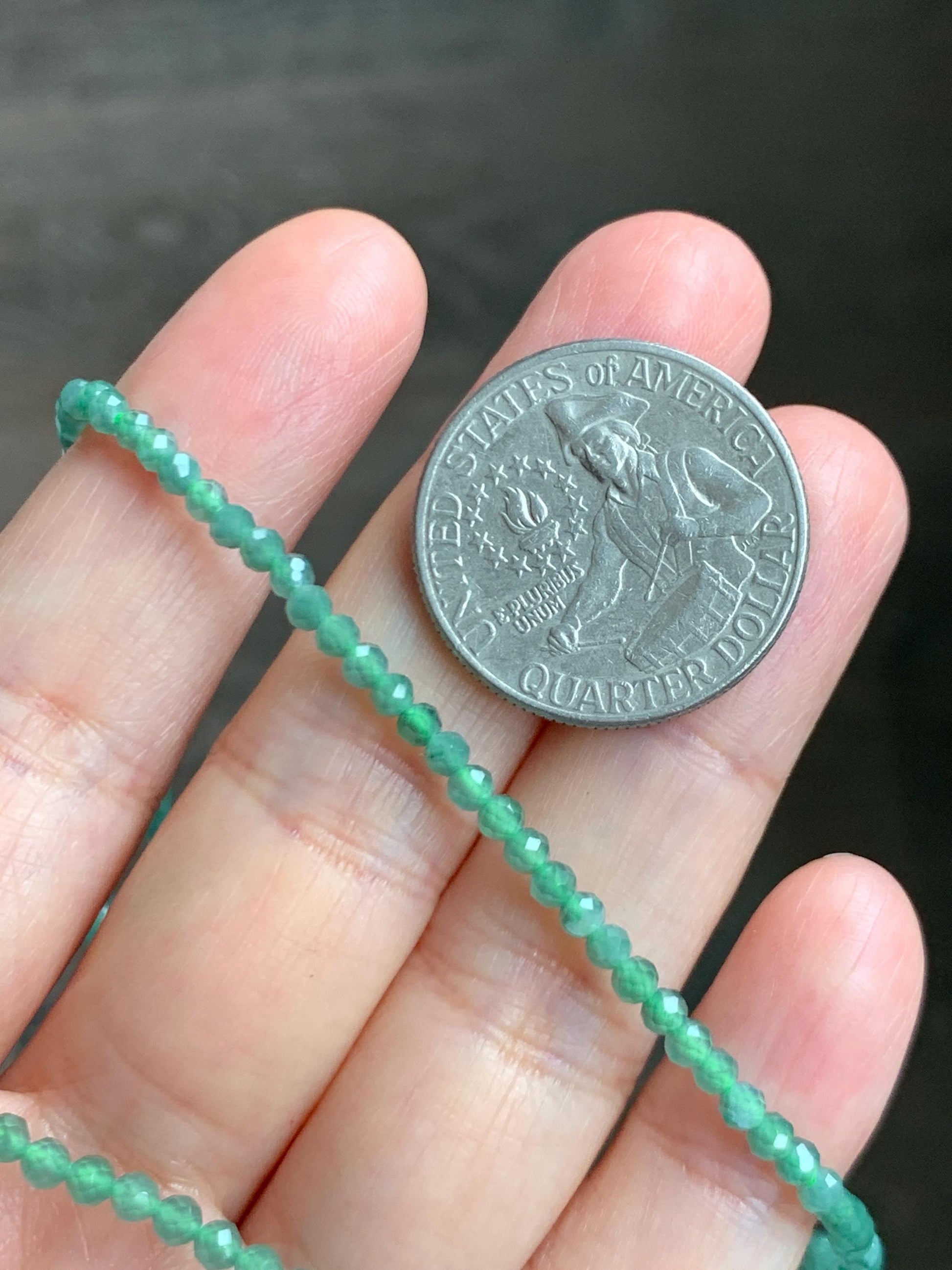 Natural Grade A Guatemalan Icy Translucent Light Teal Faceted Jadeite Beads Beaded Necklace Sterling Silver 2.8mm 22” 天然冰危淡蓝翡翠切割珠项链 XMQ330A