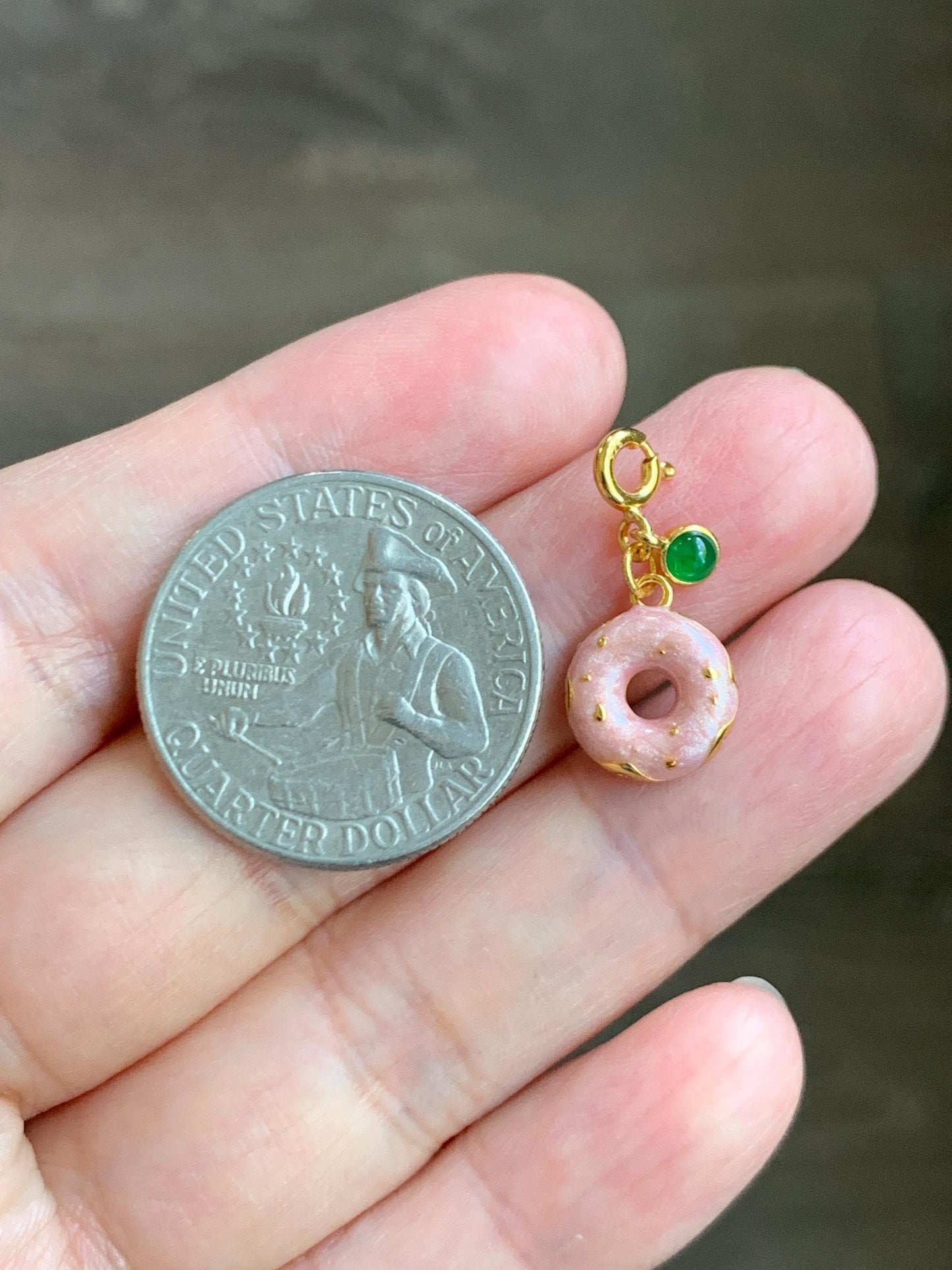 Natural Grade A Guatemalan Icy Translucent Vibrant Green Jade Jadeite Enamel Petite Donut Charm Pendant Sterling Silver WLDL44-D