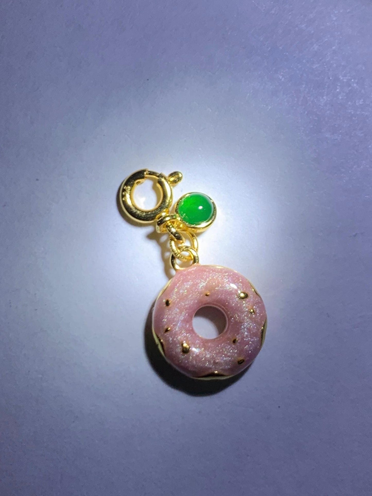 Natural Grade A Guatemalan Icy Translucent Vibrant Green Jade Jadeite Enamel Petite Donut Charm Pendant Sterling Silver WLDL44-D
