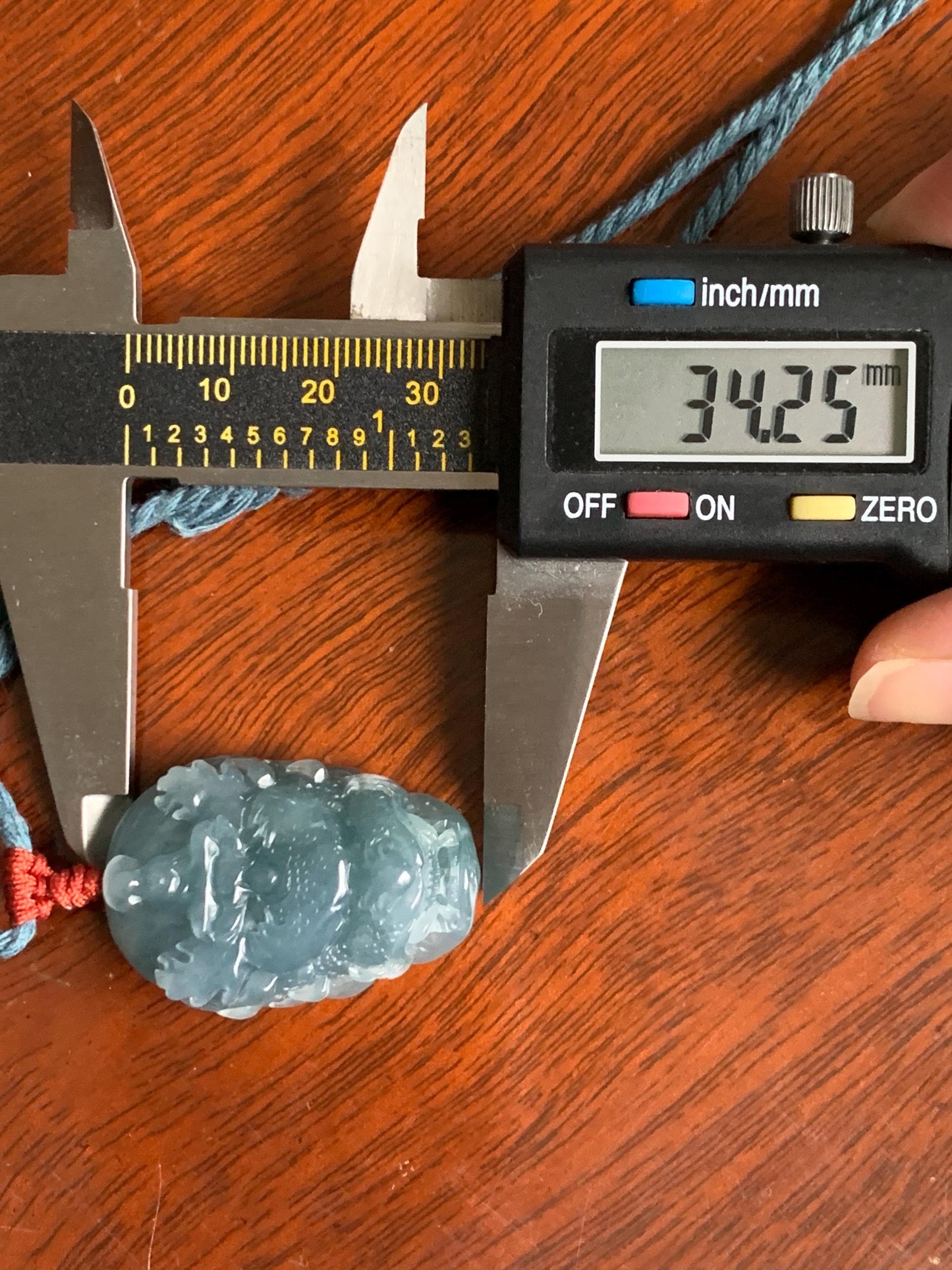 Natural Grade A Guatemalan Icy Translucent Dusty Blue Jade Jadeite Carved Dragon Wudao Pendant Rope Necklace 26" 19g 天然冰危蓝翡翠精工龙头吾道吊坠 WLL440R