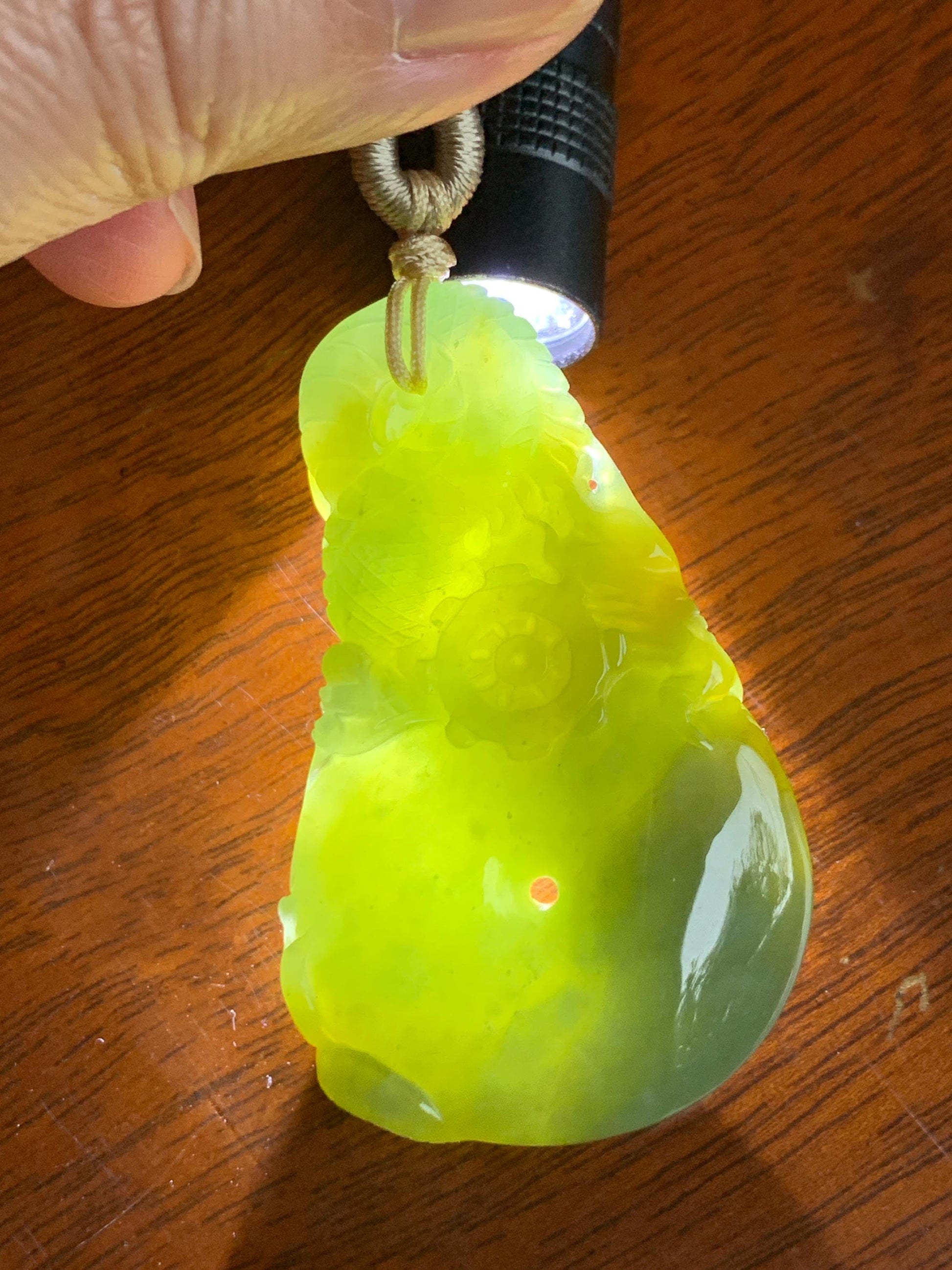 Certified Natural Grade A Guatemalan Icy Tea Yellow Jade Jadeite Carved Dragon Ping An Kou Donut Pendant Rope Necklace 天然冰危茶黄翡翠盘龙平安扣吊坠 202