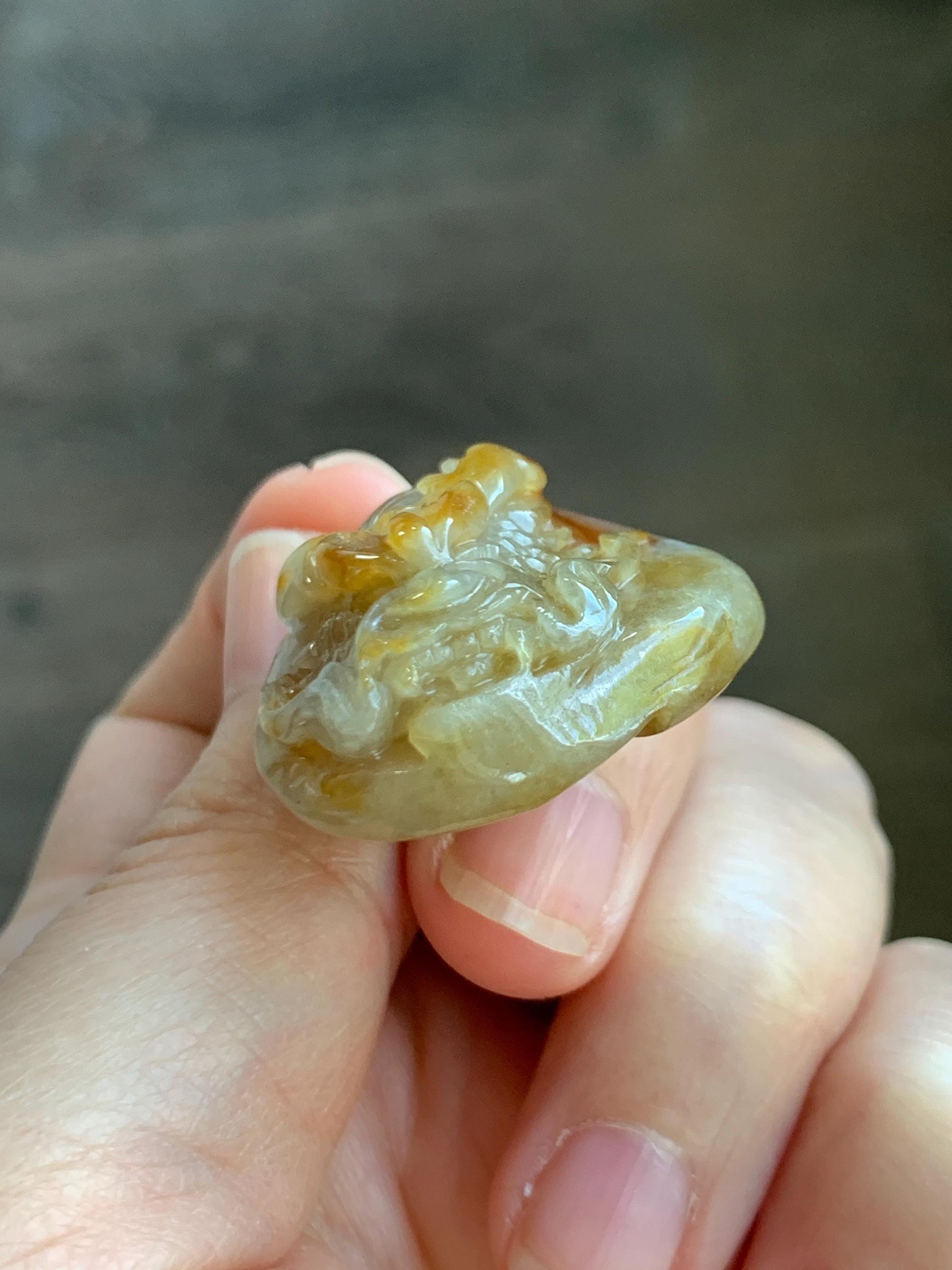 Natural Grade A Icy Translucent Yellow Jade Jadeite Carved Dragon Pendant Beaded Necklace Sterling Silver 22” 23g 天然冰黄翡翠龙牌吊坠珠链项链 HFL220