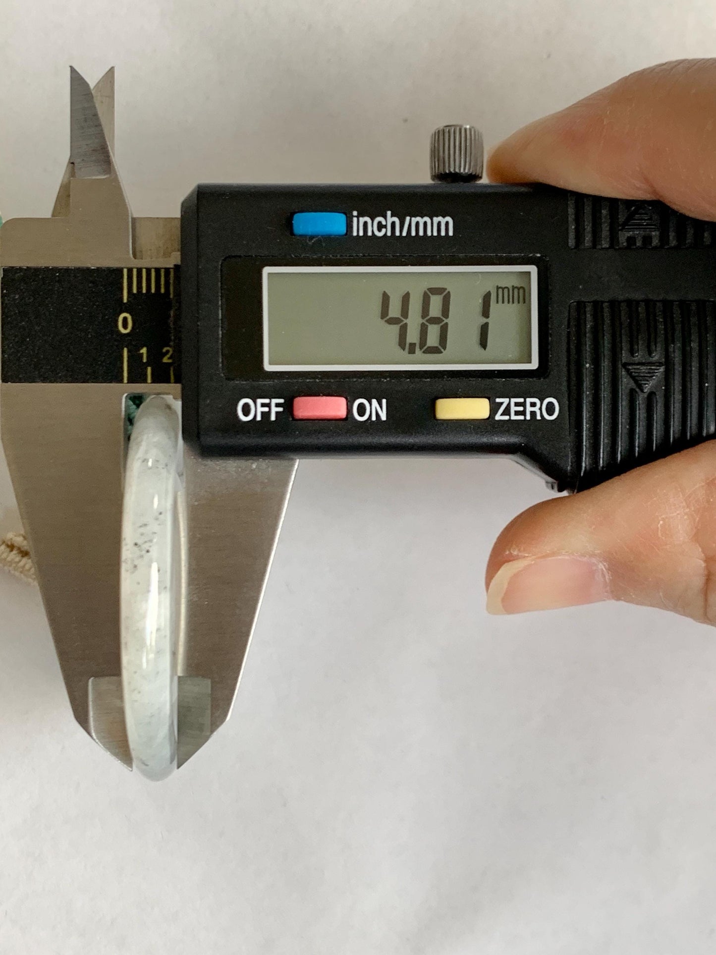 Natural Grade A Icy Highly Translucent Light Wuji Jade Jadeite Mother-Child Ping An Kou Donut Pendant Rope Necklace 26” 天然冰胶乌鸡翡翠子母扣吊坠WJZM230