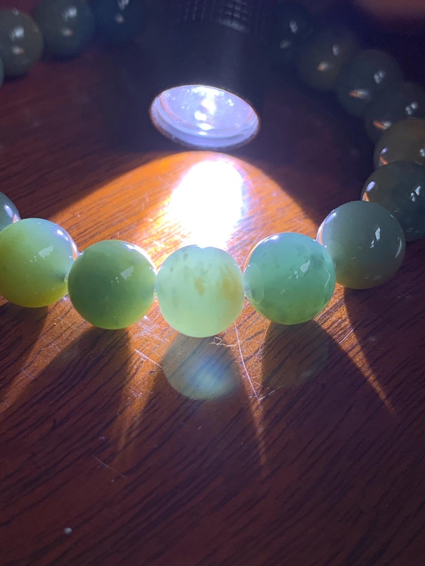 Natural Grade A Guatemalan Icy Translucent Dark Teal Yellow Marbled Jade Jadeite Beaded Bracelet Stretchy 9.7mm 7.75" 天然冰危飘黄翡翠圆珠手串 WLH330