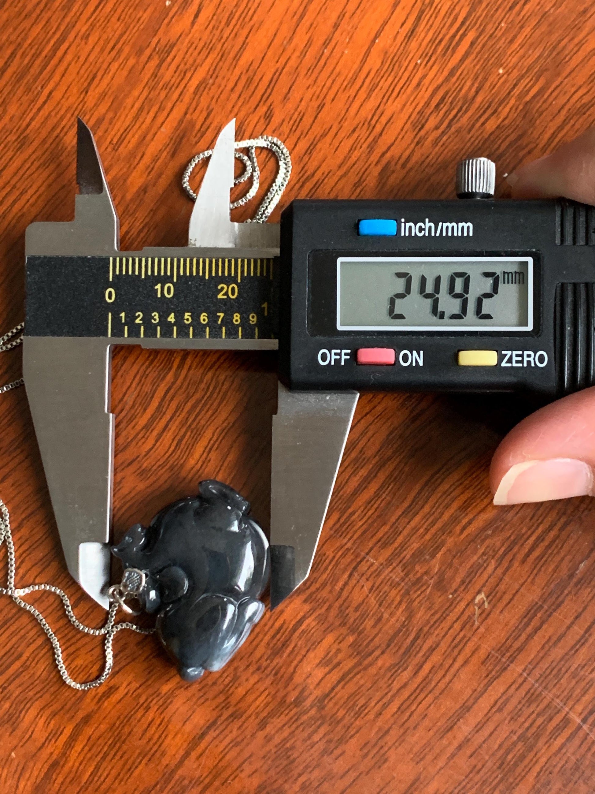 Natural Grade A Icy Translucent Gelatinous Dark Wuji Jade Jadeite Carved Tang Horse Pendant Sterling Silver 11g 天然冰胶深色乌鸡翡翠唐马银镶吊坠 MWJ440A