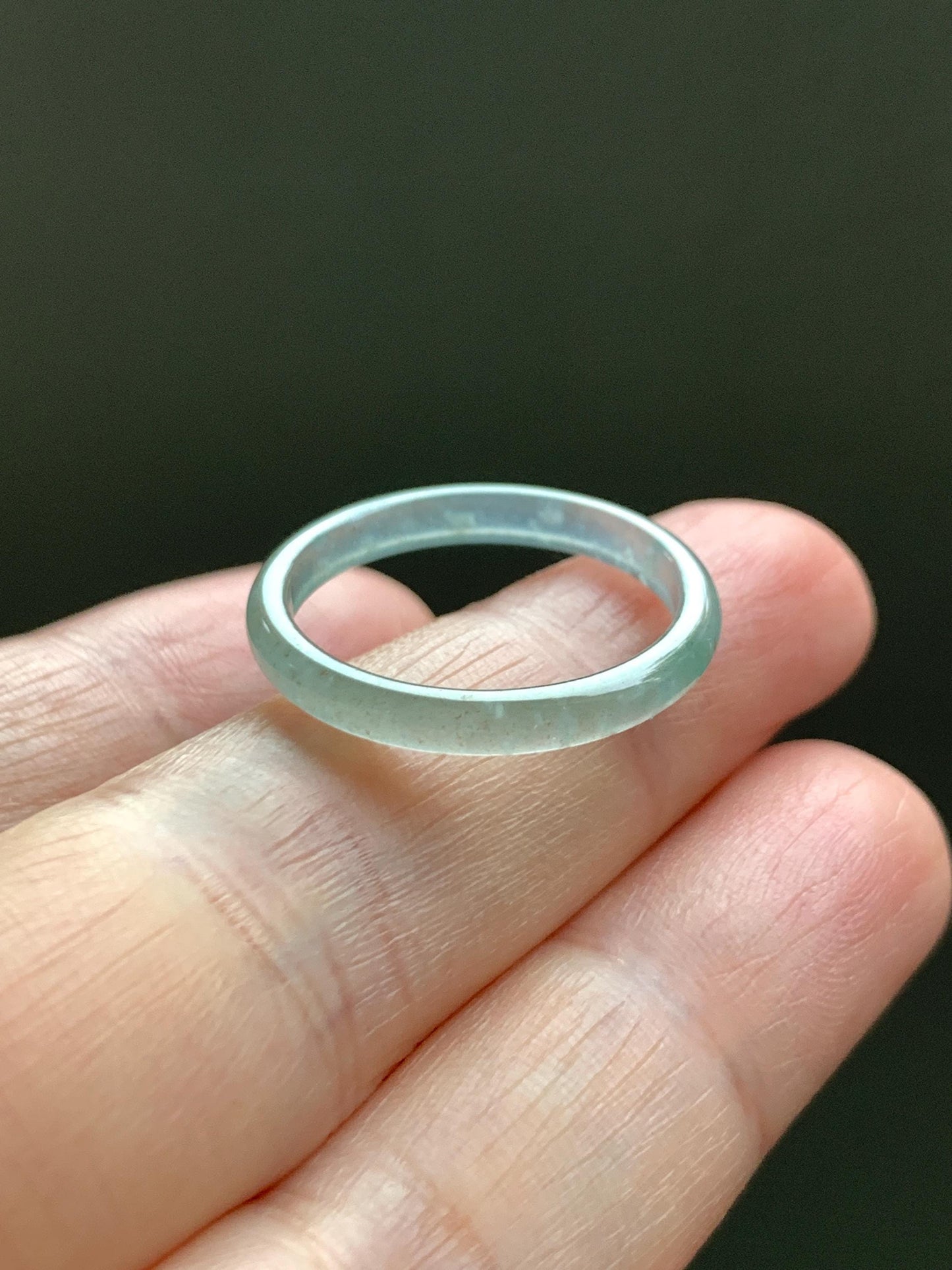 Natural Grade A Guatemalan Icy Highly Translucent Pastel Teal & Golden Marbled Jade Jadeite Band Ring Size 8 US 天然冰危起光晴底撒金翡翠戒圈 QSJ44B