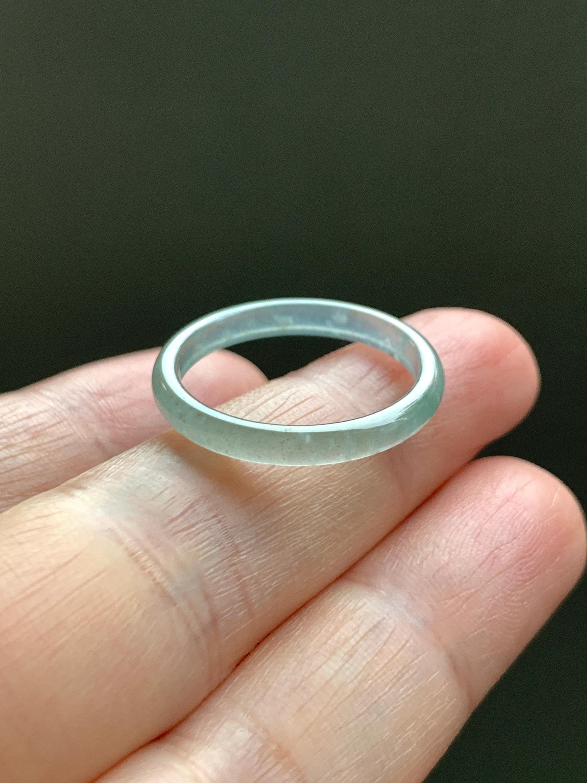 Natural Grade A Guatemalan Icy Highly Translucent Pastel Teal & Golden Marbled Jade Jadeite Band Ring Size 8 US 天然冰危起光晴底撒金翡翠戒圈 QSJ44B