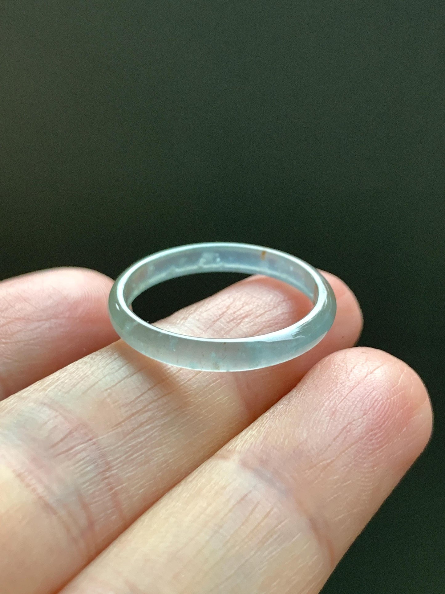 Natural Grade A Guatemalan Icy Highly Translucent Pastel Teal & Golden Marbled Jade Jadeite Band Ring Size 8.75 US 天然冰危起光晴底撒金翡翠戒圈 QSJ44D