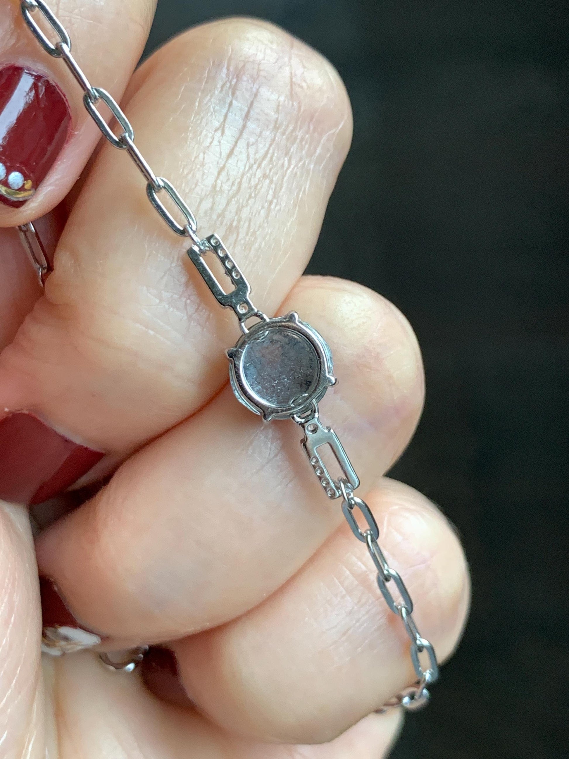 Natural Grade A Guatemalan Icy Translucent Vibrant Green Jade Jadeite Mini Coin Chain Bracelet Sterling Silver 6”-7.5” 天然冰危绿翡翠迷你无事飘银手链XLP143