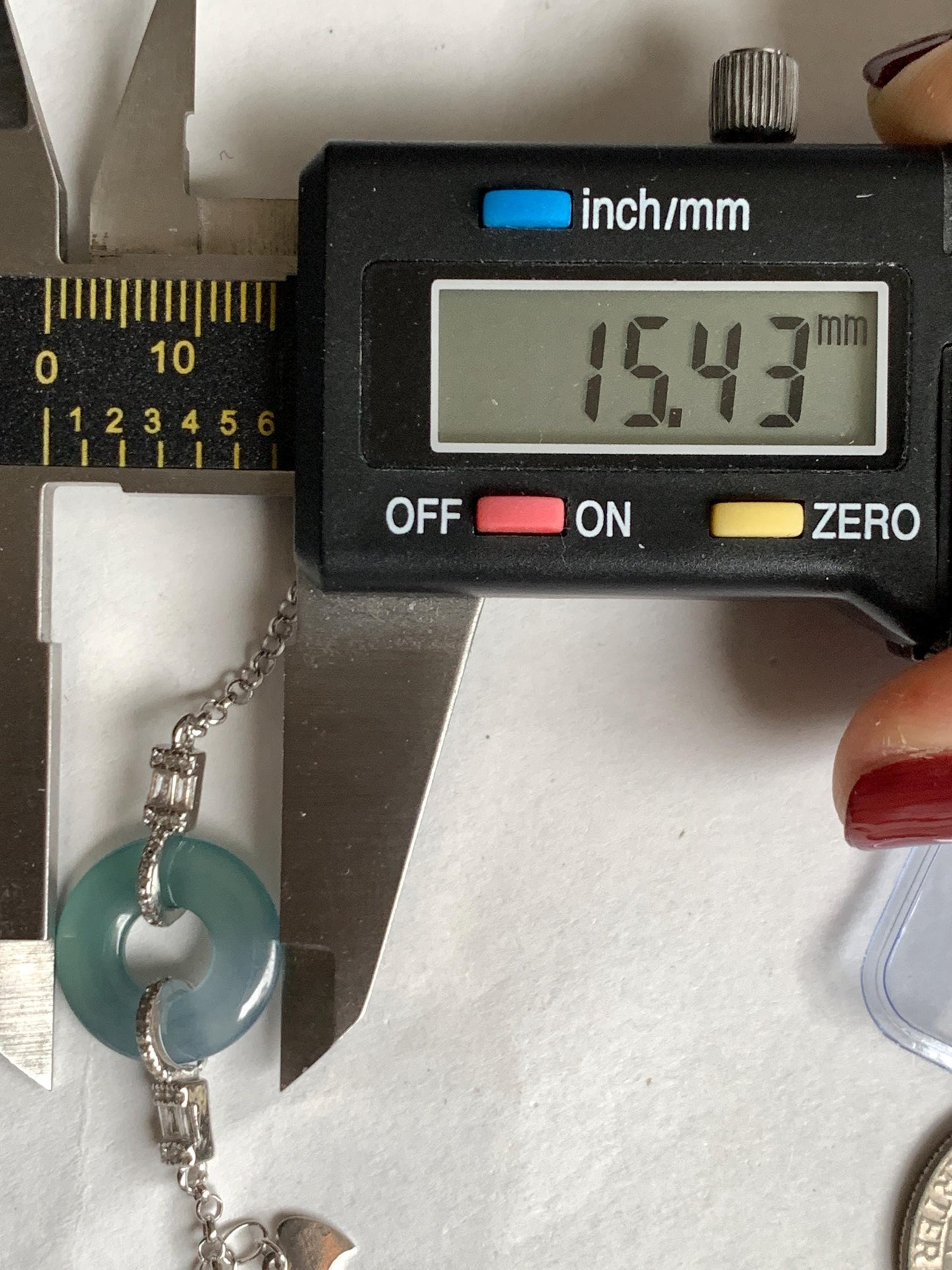 Natural Grade A Guatemalan Icy Translucent Light Teal Jade Jadeite Ping An Kou Donut Bracelet Sterling Silver 6.5”-7.5” 天然冰危蓝翡翠平安扣手链 WSL160A