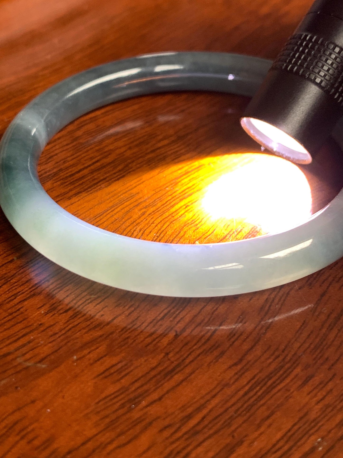 Certified Natural Grade A Guatemalan Icy Translucent Dusty Blue Marbled Jade Jadeite Bangle Bracelet 54.52mm 6.73” 30.44 天然冰危蓝飘花翡翠圆条手镯 290