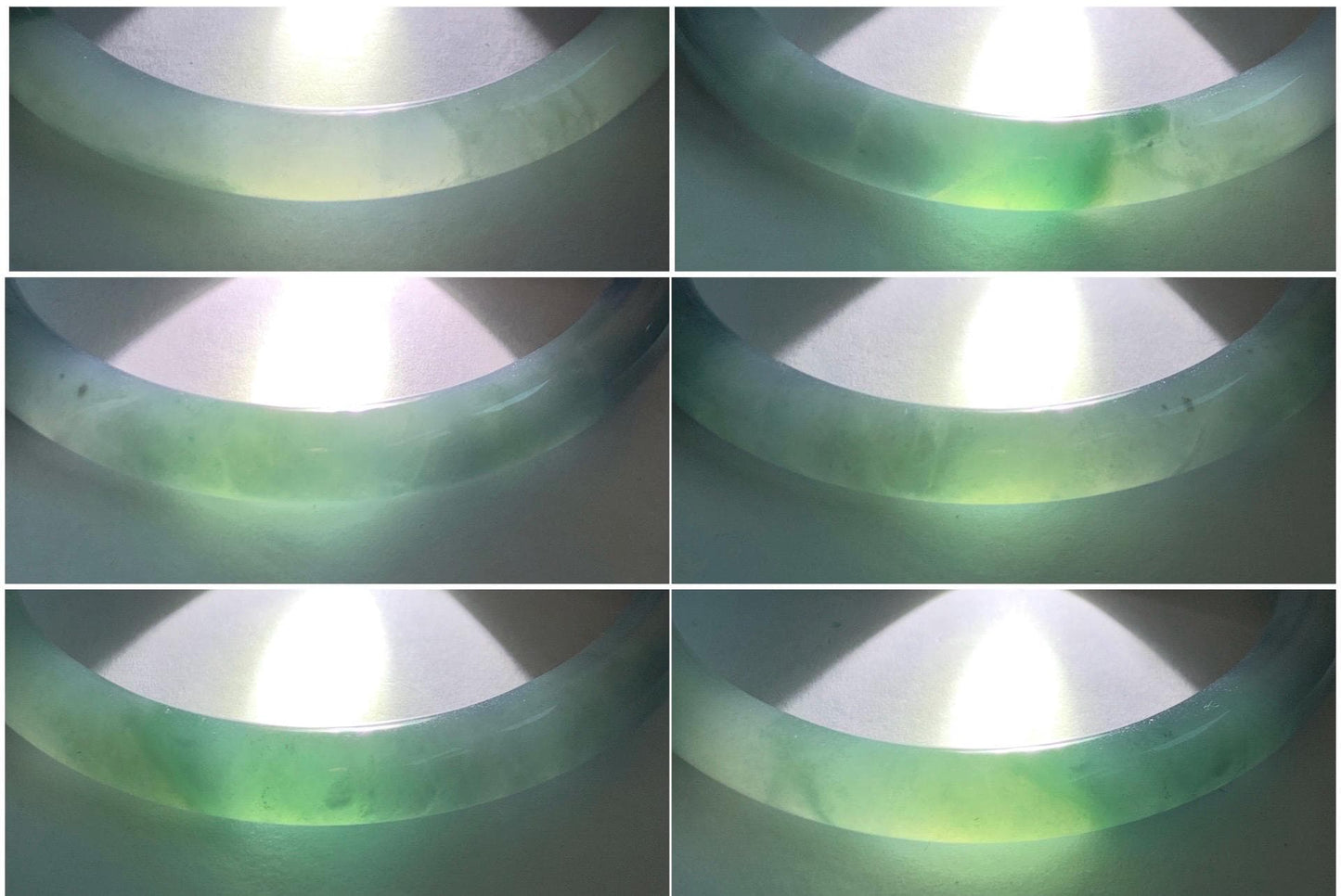 Certified Natural Grade A Guatemalan Icy Translucent Light Blue Dusty Blue Marbled Jade Jadeite Bangle Bracelet 56.75mm 7” 天然冰危蓝飘花翡翠圆条手镯 287