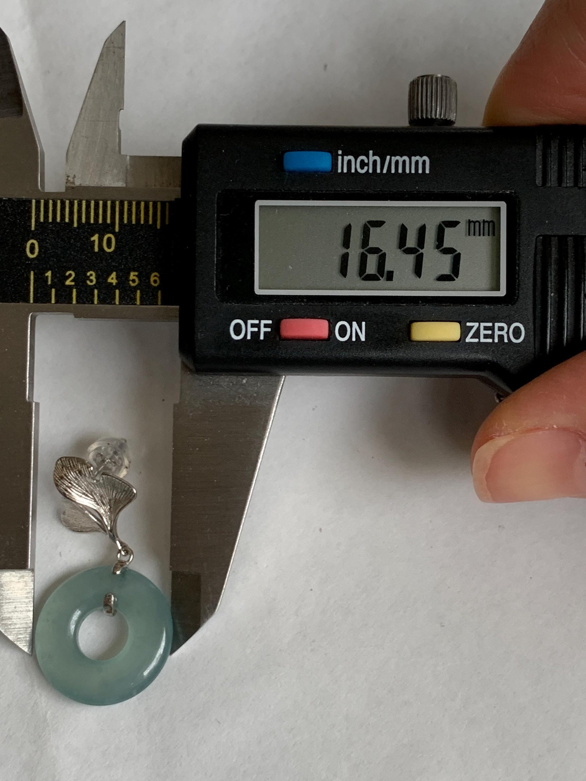 Natural Type A Guatemalan Icy Translucent Light Green Jadeite Ping An Kou Donut Ginkgo Leaf Earrings Sterling Silver 天然冰危浅绿翡翠平安扣银杏叶耳钉QLYX110