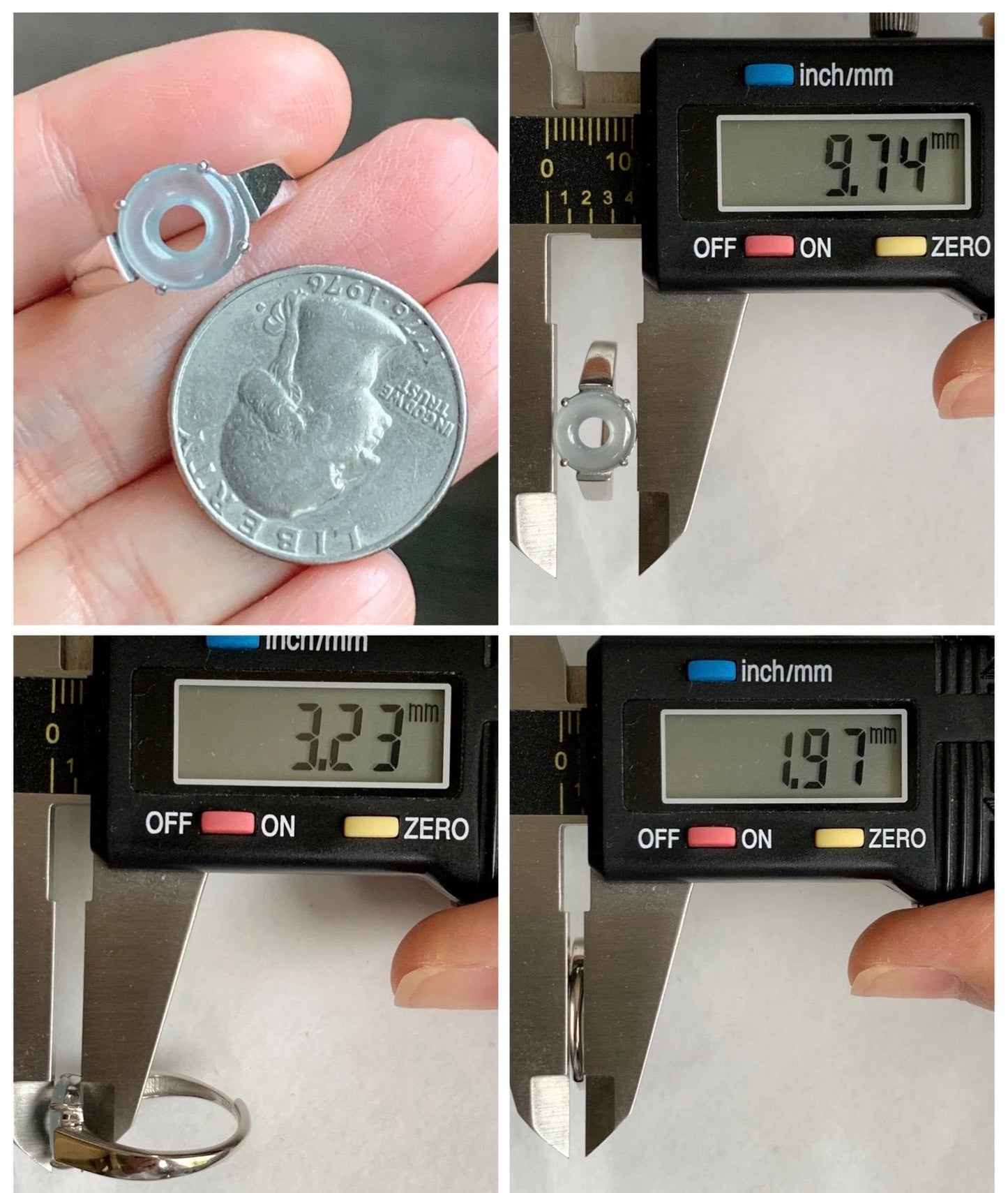 Natural Type A Guatemalan Icy Translucent Pastel Blue Jade Jadeite Donut Ping An Kou Ring Sterling Silver Size Adjustable 天然冰危浅蓝翡翠平安扣戒指OZJ66