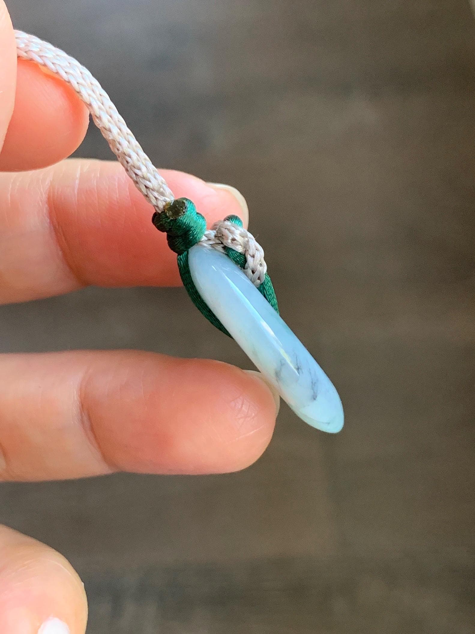 Certified Natural Grade A Icy Translucent Gelatinous Wuji Green Marbled Jadeite Ping An Kou Donut Pendant Rope Necklace 天然冰胶乌鸡飘绿翡翠平安扣吊坠3016